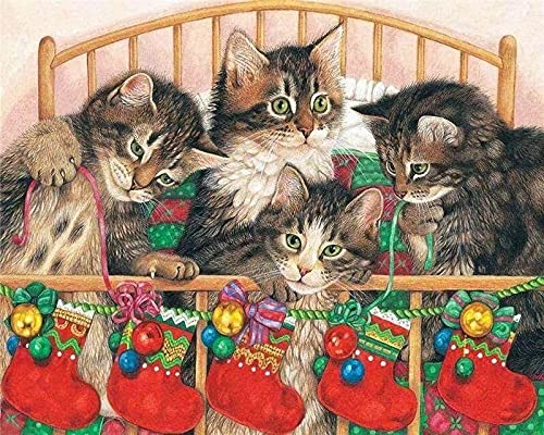 1000-Piece Christmas Cat Red Socks Jigsaw Puzzle - Wooden Adult & Kids Educational Toy, Personalized Gift & Home Decor for Family Game Night, Art Learning Activity