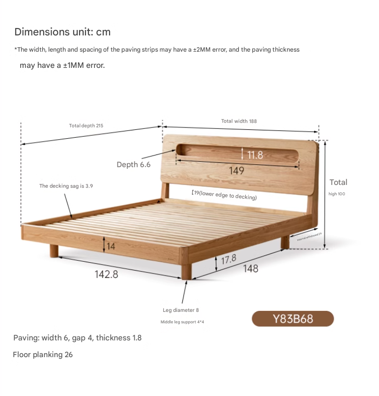 Solid Oak Wood Suspension Luminous Bed - Modern Floating Platform Bed with LED Lighting for Bedroom, Guest Room, or Dorm