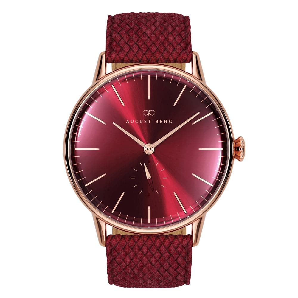August Berg Serenity Burgundy Perlon Braided Nylon Strap Unisex Watch 10140A15VBY (40mm) - Stylish & Comfortable for Everyday Wear, Travel & Outdoor Activities
