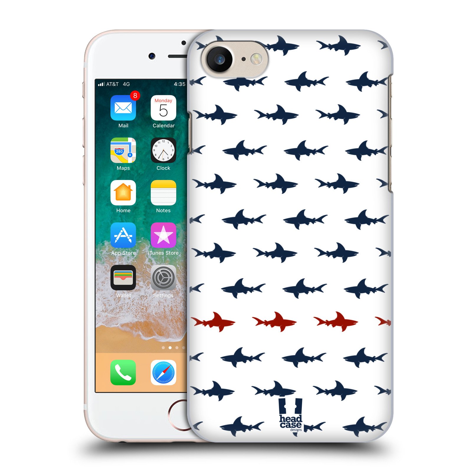Shark Print Hard Back Phone Case for Apple iPhone 7/8/SE (2020 & 2022) - Durable Protective Cover with Unique Parallel Design | Perfect for Outdoor Adventures, Beach Trips & Shark Enthusiasts