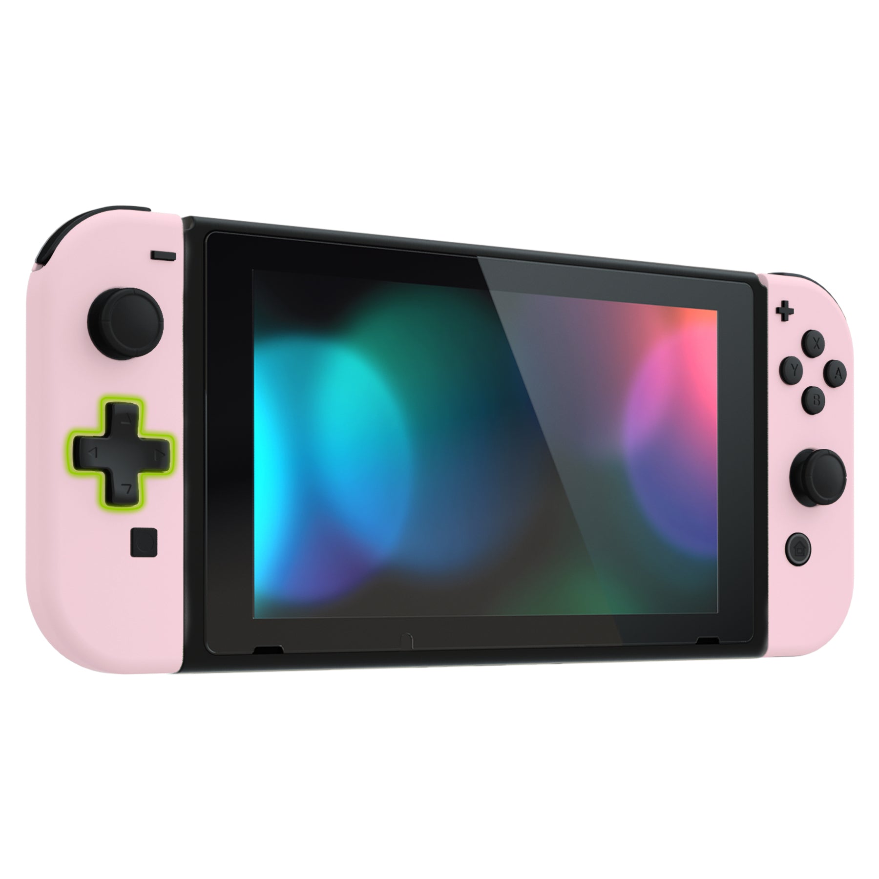 eXtremeRate Custom Full Shell Replacement for Nintendo Switch - Dpad Version Back Plate & Joycon Controller Housing with Buttons (Cherry Blossom Pink, QZP3002) | Perfect for Gaming, Travel & Switch Console Protection