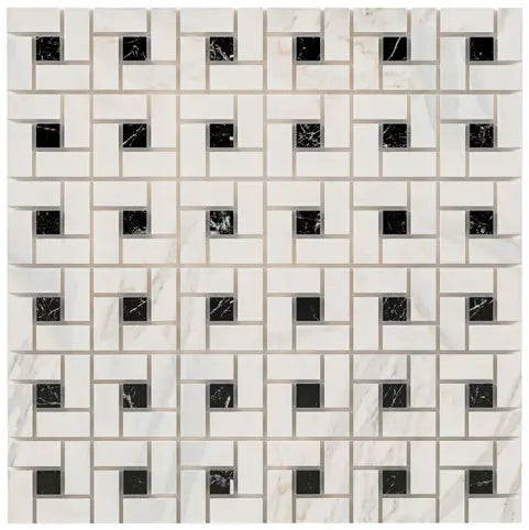 Premium Calacatta Gold Marble Pinwheel Mosaic Tile - Polished or Honed Finish for Kitchen Backsplash, Bathroom Wall & Flooring