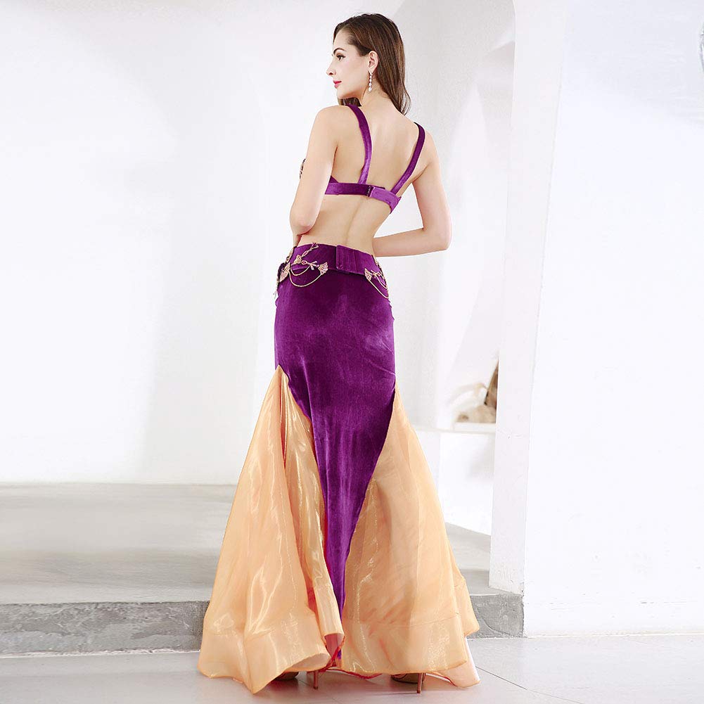 Royal Smeela Women's Belly Dance Costume Set - Sequin Bra & Belt with Flowing Maxi Skirt for Professional Performances, Carnival Shows & Dance Classes | Perfect for Belly Dancers, Halloween & Cosplay