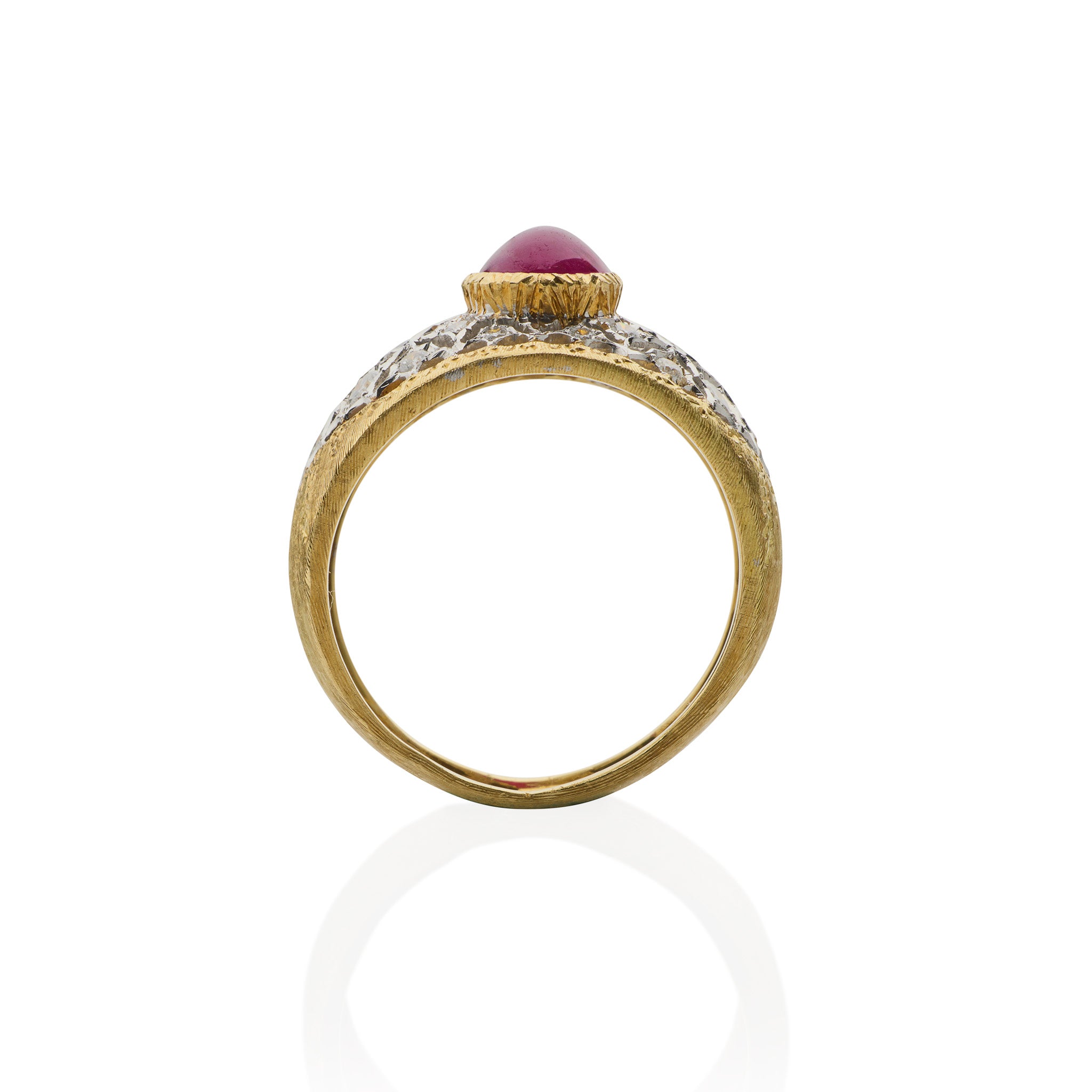 Buccellati Ruby and Diamond Ring – Elegant 18K Gold Women's Jewelry for Weddings, Anniversaries & Special Occasions