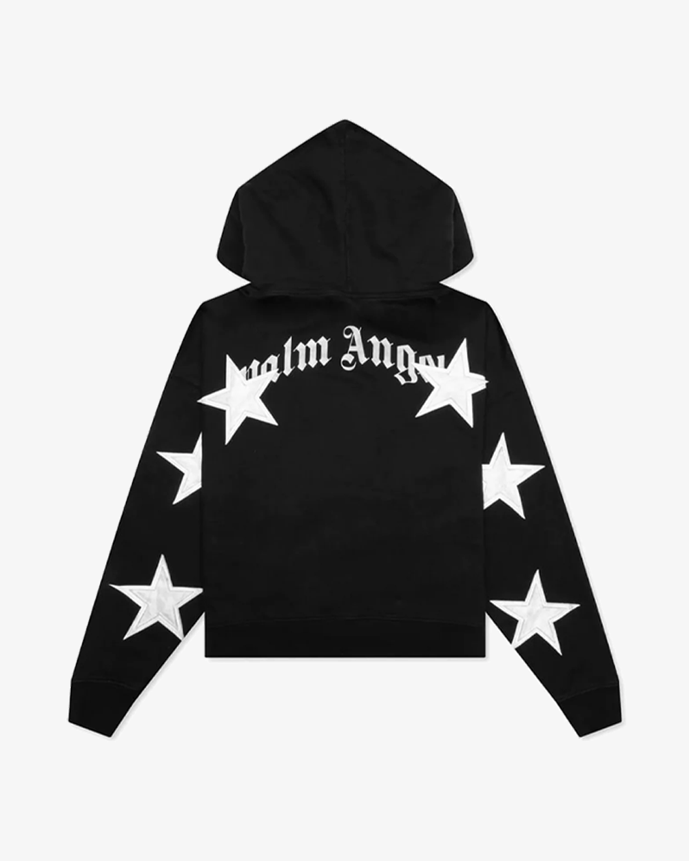 PALM ANGELS Vintage Black Hoodie with Stars Patches - Trendy Streetwear for Men & Women - Perfect for Casual Outfits, Urban Fashion, and Night Out