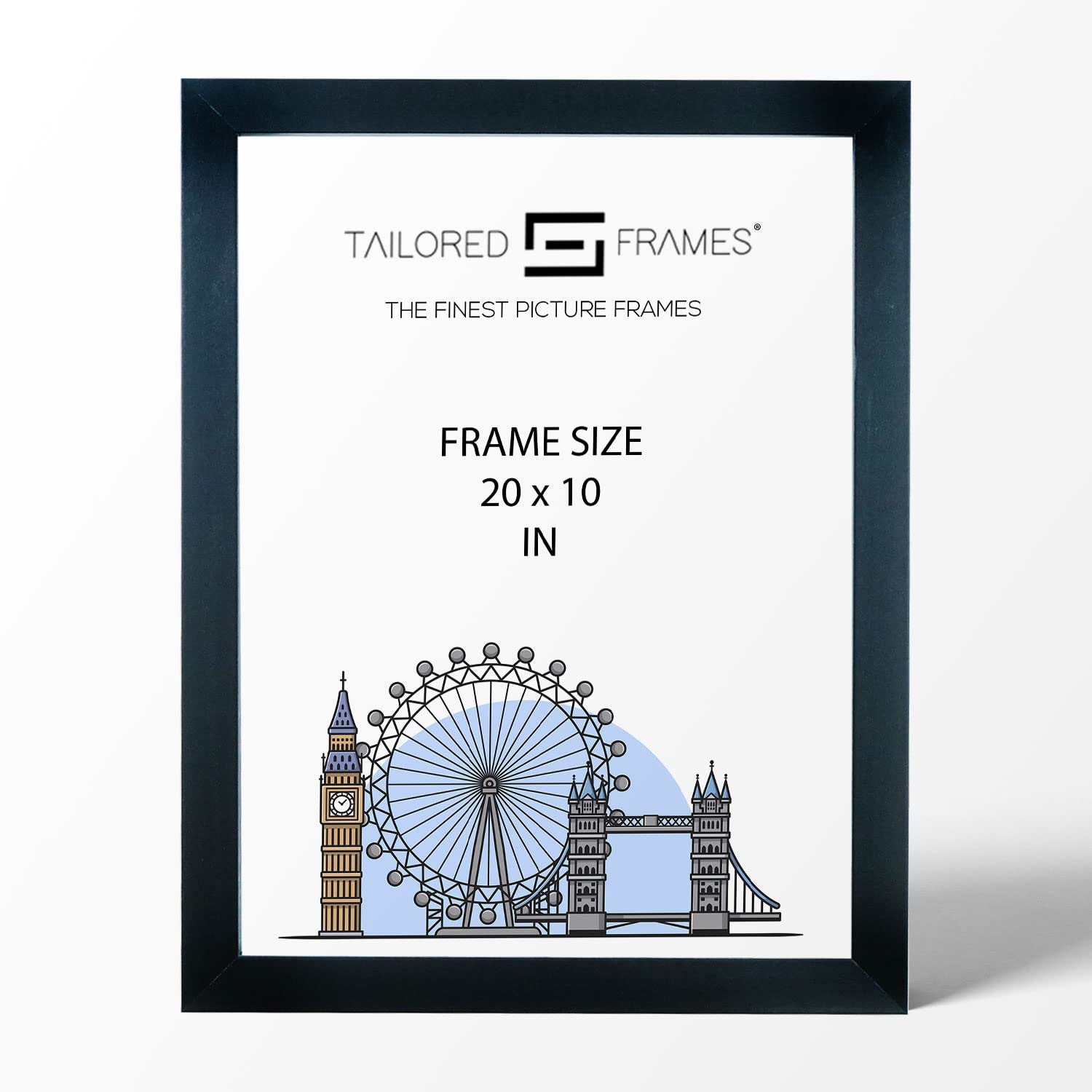 Seattle Black 20x10 Inch Square Edge Single Picture Frame - Wall Mount Photo Display for Home & Office Decor | Perfect for Family Photos, Artwork, and Graduation Portraits