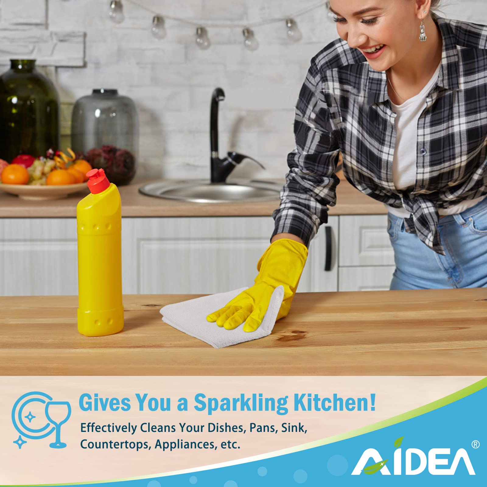 AIDEA 50-Pack Premium Microfiber Cleaning Cloths - Super Absorbent, Lint-Free, Multipurpose Kitchen Towels & Dusting Rags (11.5