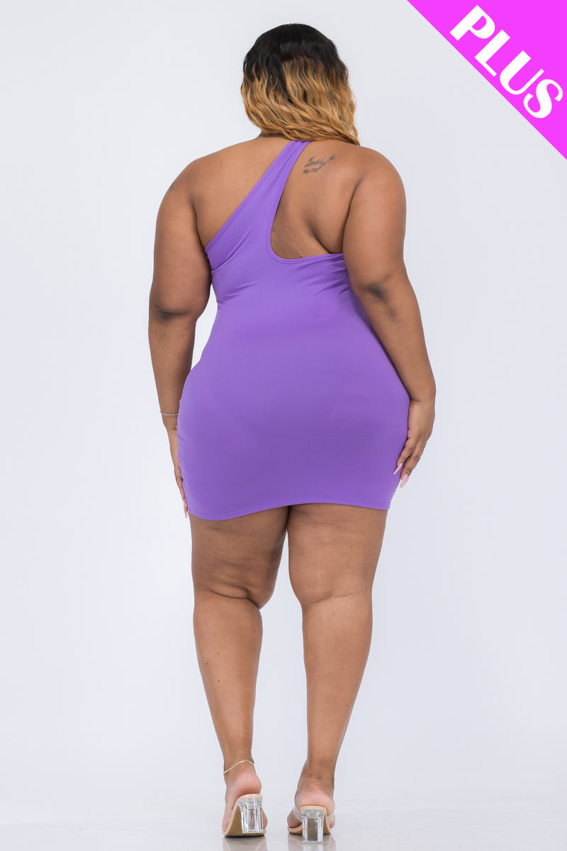 Plus Size One Shoulder Bodycon Mini Dress - CAPELLA | Sexy Curve-Hugging Party Dress for Women | Perfect for Night Out, Club, Date Night & Special Occasions