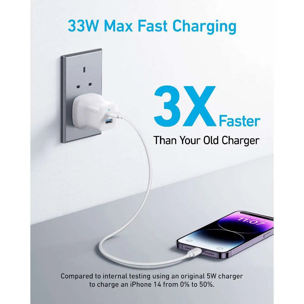 Anker 323 PowerPort 33W USB C Fast Charger A2331 - Compact Wall Charger for iPhone 15/14/13, Samsung Galaxy, iPad, MacBook & More | Perfect for Travel, Office & Home Use