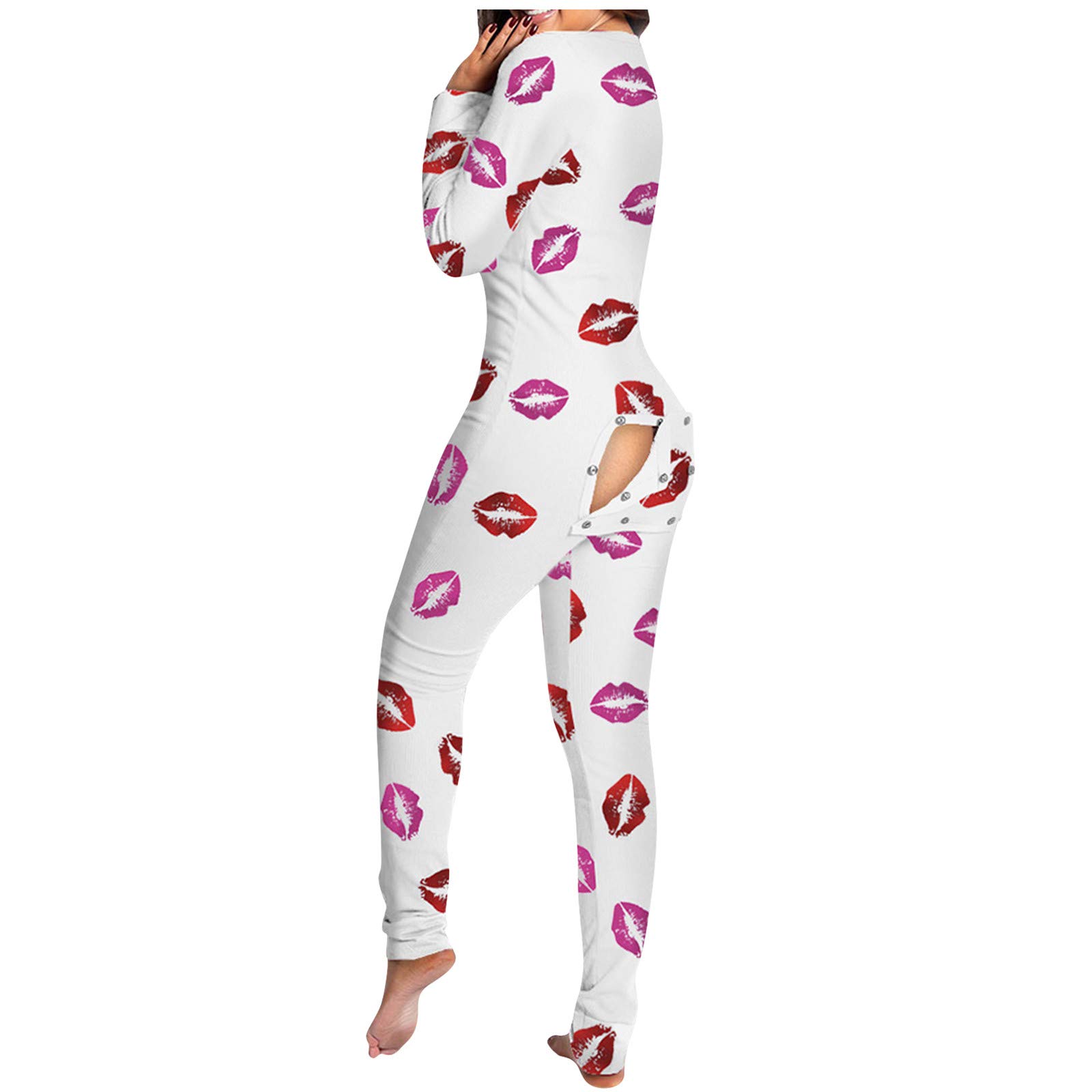 Eduavar Women's Button Down Front Jumpsuit Pajamas - Soft Sleepwear with Functional Buttoned Flap for Lounge & Bedtime Comfort | Perfect for Relaxing at Home, Sleepovers, and Cozy Nights