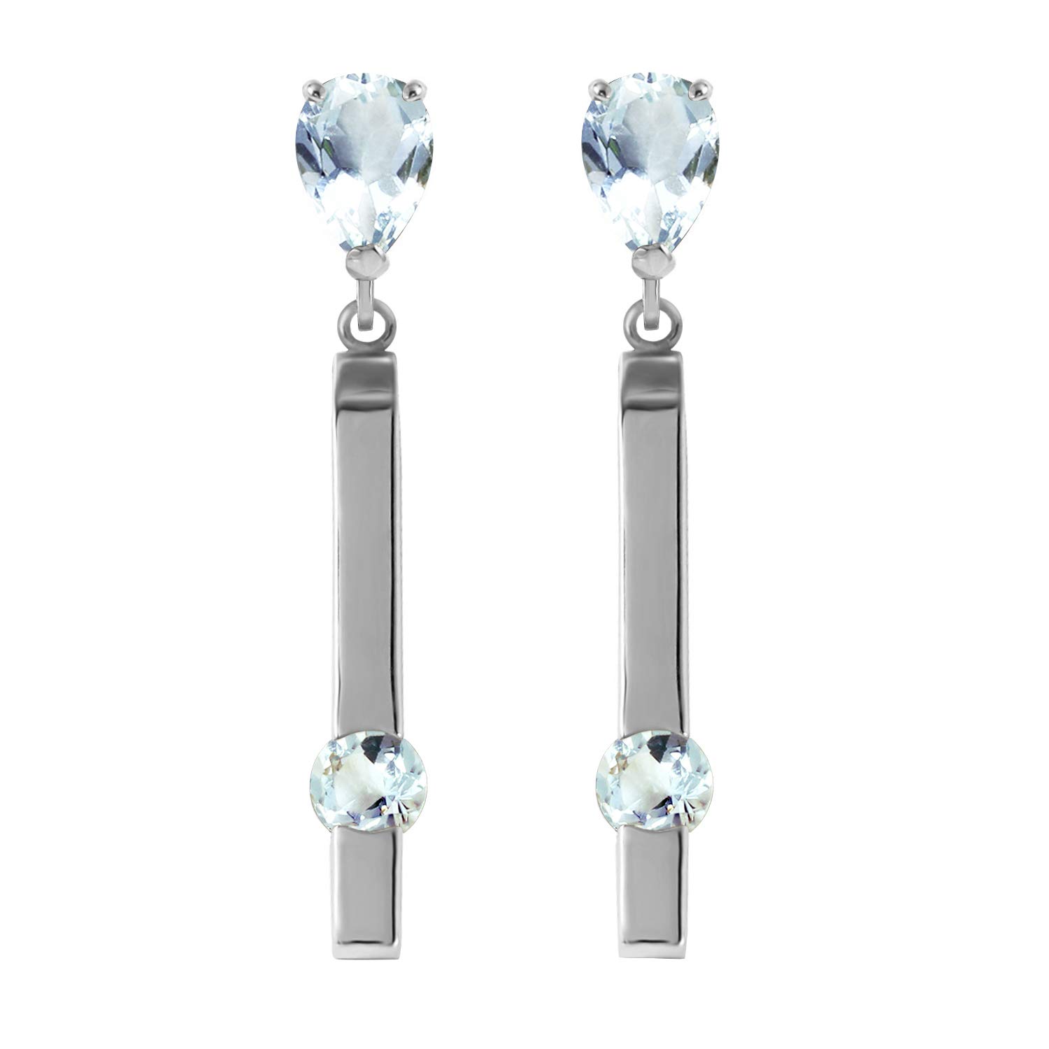 14K White Gold Chandelier Earrings with Natural Aquamarine Gemstones - Elegant Dangling Earrings for Weddings, Parties & Special Occasions