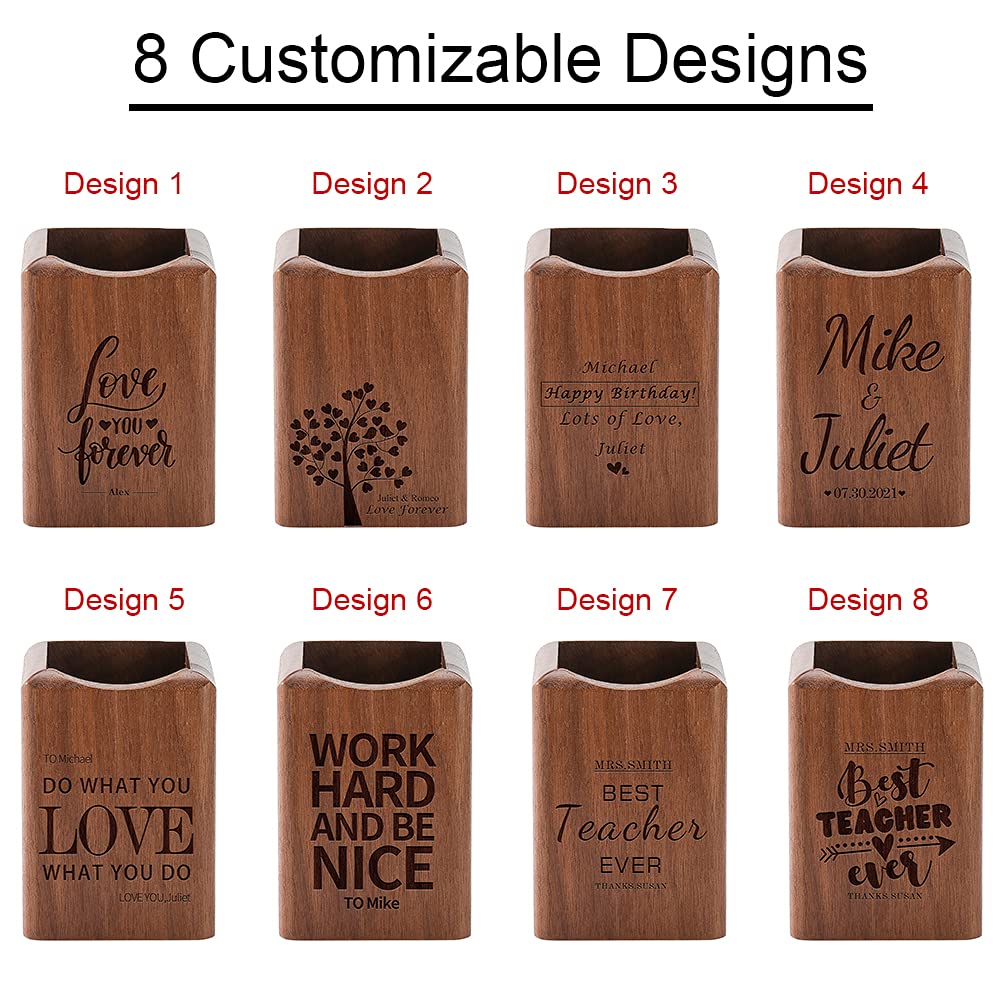 Custom Wooden Pen Holder with Personalized Name - Unique Desk Organizer for Office, School & Classroom - Perfect Gift for Teachers, Students & Colleagues | Also Great as Makeup Brush Holder for Vanity & Beauty Station