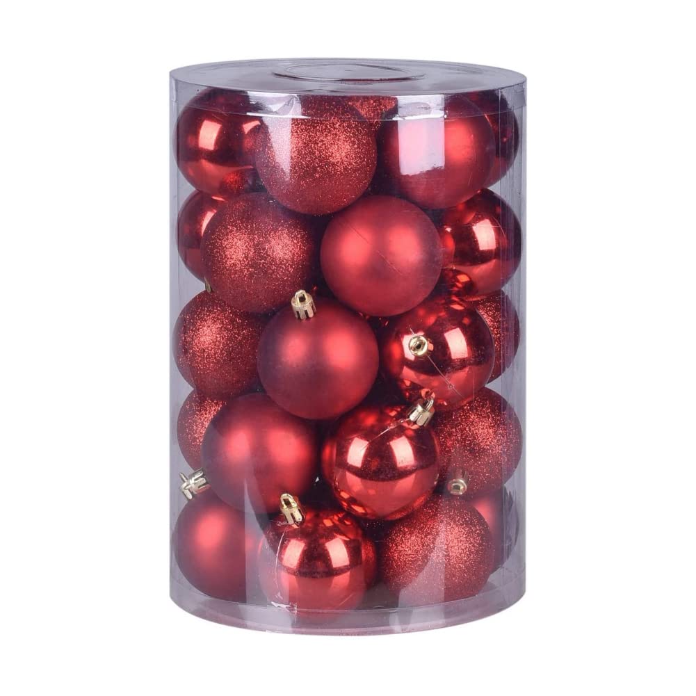 24Pcs Shatterproof Christmas Ball Ornaments for Xmas Tree - Red Pink Gold Hanging Decorations for Holiday, Wedding & Party | Perfect for Indoor/Outdoor Christmas Decor, Home & Office Festive Decorating