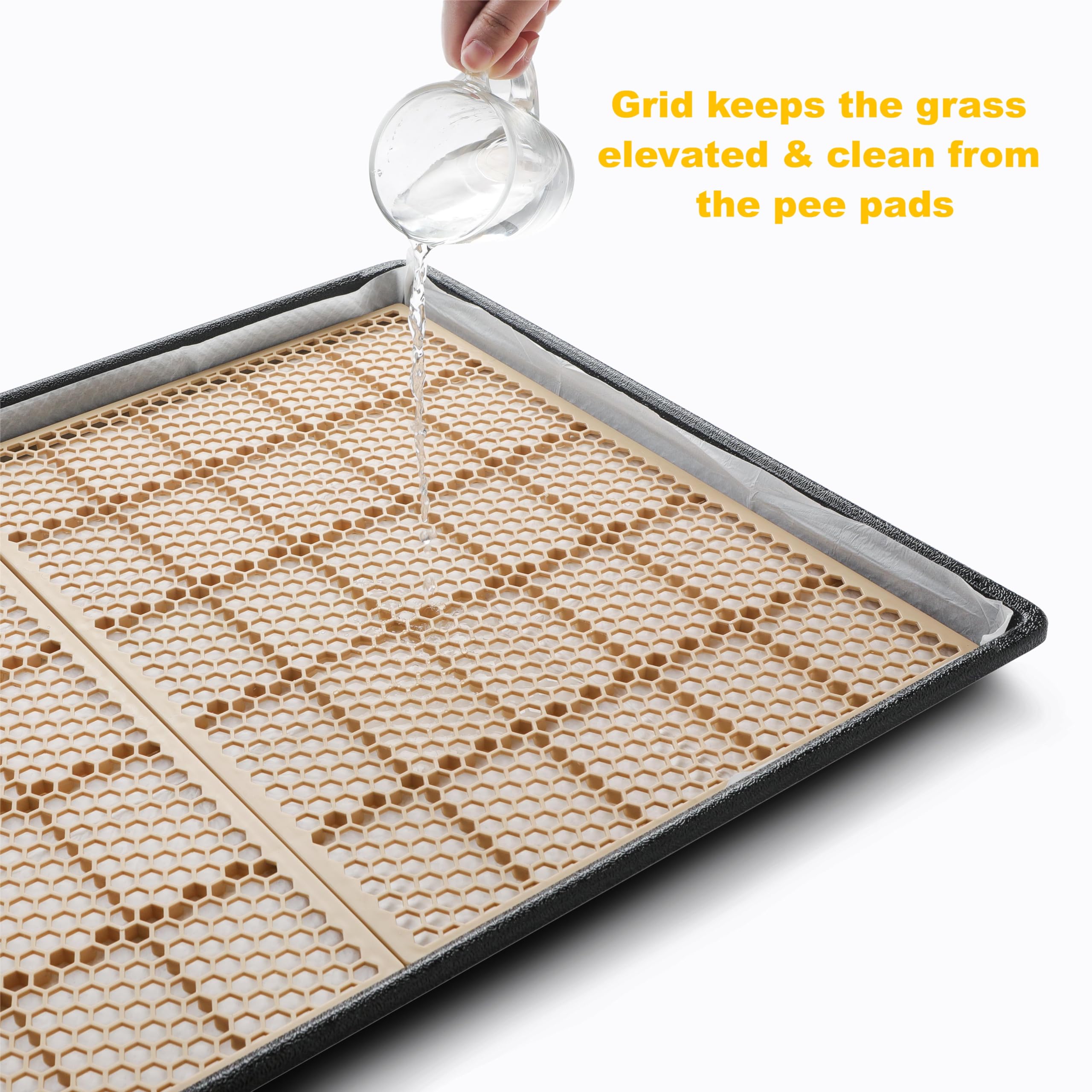 **MEEXPAWS XL Dog Grass Pad With Tray - Artificial Potty for Balcony & Indoor Use, New Generation Quick-Drain Pee Pad, Washable & Disposable Dog Litter Box with Hemmed Edge - Perfect for Small Dogs, Puppies & Apartment Living**
