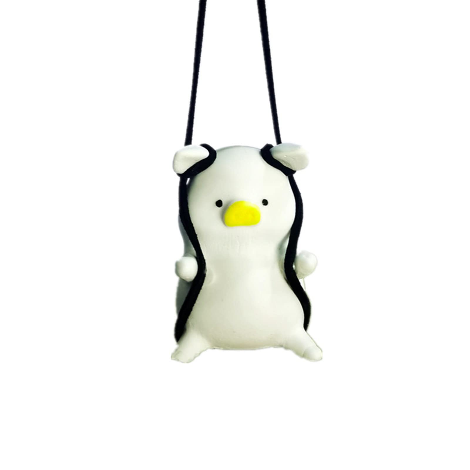 Swinging Pig Car Hanging Ornament - Cute Pig Car Pendant for Rear View Mirror, White Pig Swing Accessory, Perfect for Car Decor and Gift Giving, Ideal for Everyday Driving and Road Trips
