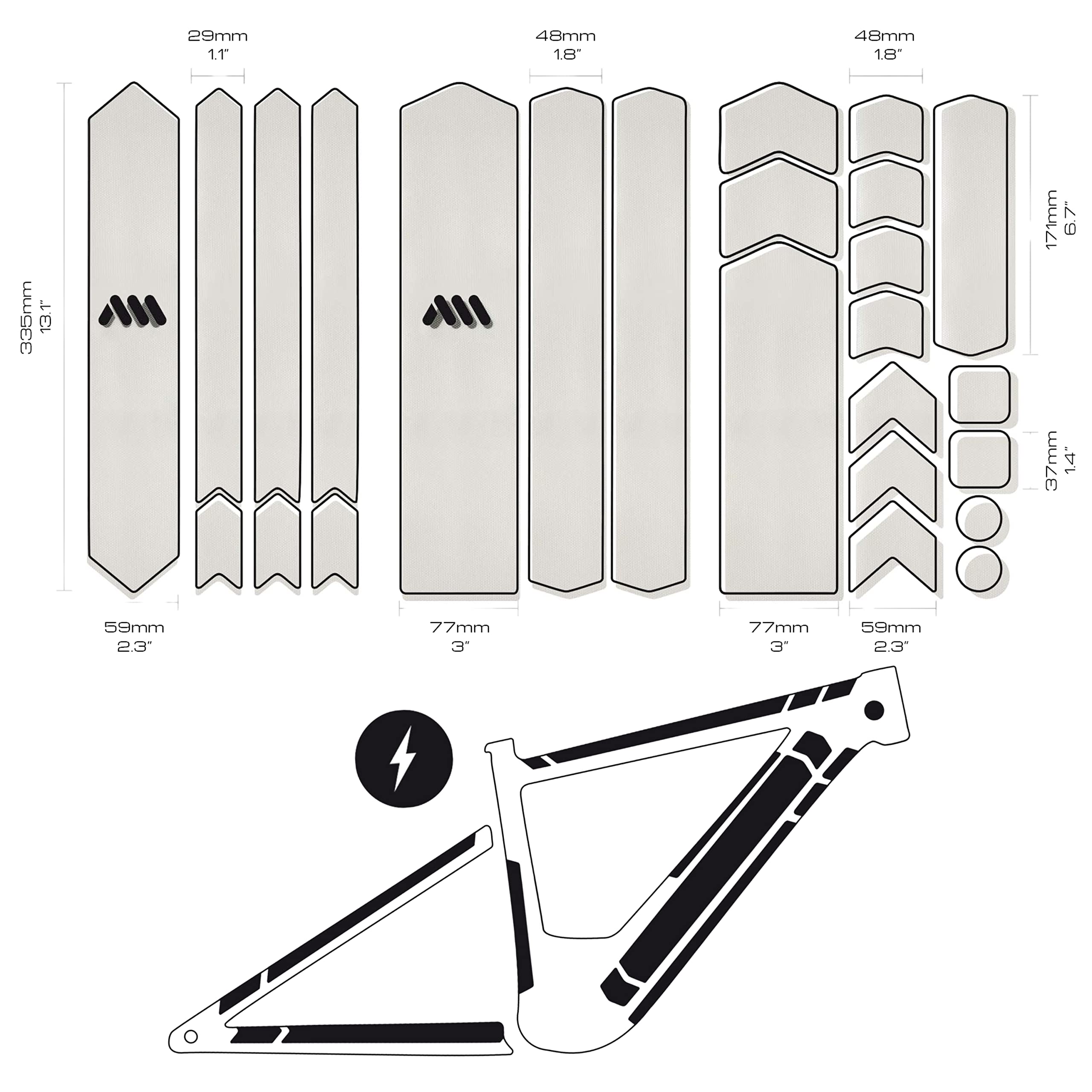 All Mountain Style Bike Frame Protector Tape - Scratch & Impact Resistant Adhesive Guard for Electric Bikes - Perfect for eBike Commuting, Mountain Trails & Urban Riding Protection
