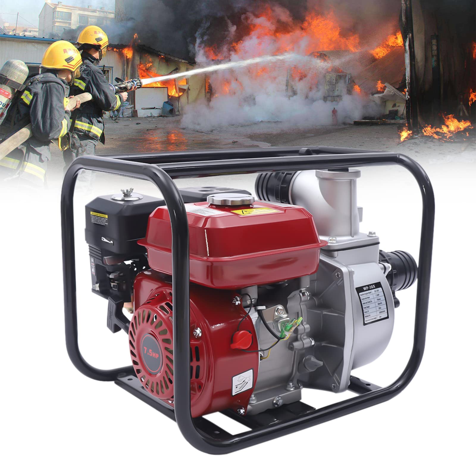 3 Inch 7.5 HP High Pressure Agricultural Water Pump - Heavy Duty Irrigation Pump for Farming, Drainage, Flood Control & Tunnel Water Removal (Red) | Ideal for Crop Fields, Greenhouses & Emergency Flood Situations