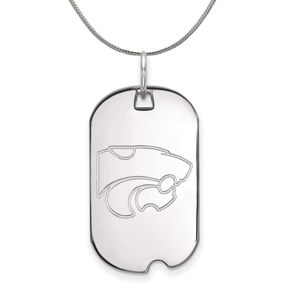Kansas State Dog Tag Pendant Necklace - Sterling Silver Black Bow Charm for Men & Women | Perfect for Gifts, Military Appreciation & Everyday Wear