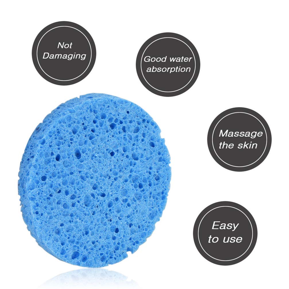 Epson Makeup Sponges 10-Pack - Compressed Natural Cellulose Facial Sponges for Makeup Removal & Quick Cleaning | Soft, Reusable Makeup Blending Sponge for Foundation, Concealer & Powder Application (Blue)