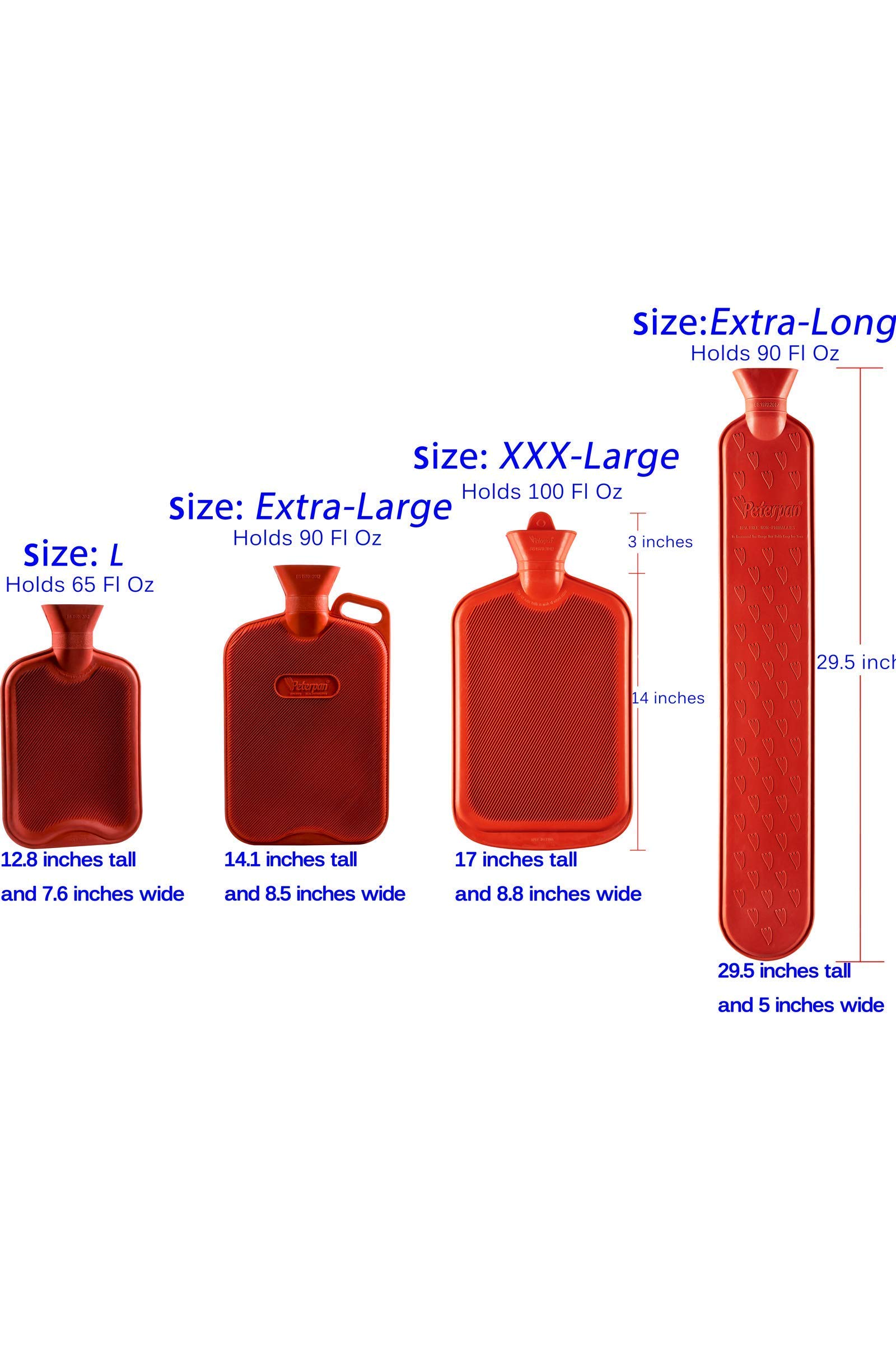Peterpan Rubber Hot Water Bottles Set with Knit Cover - for Family Comfort & Warmth