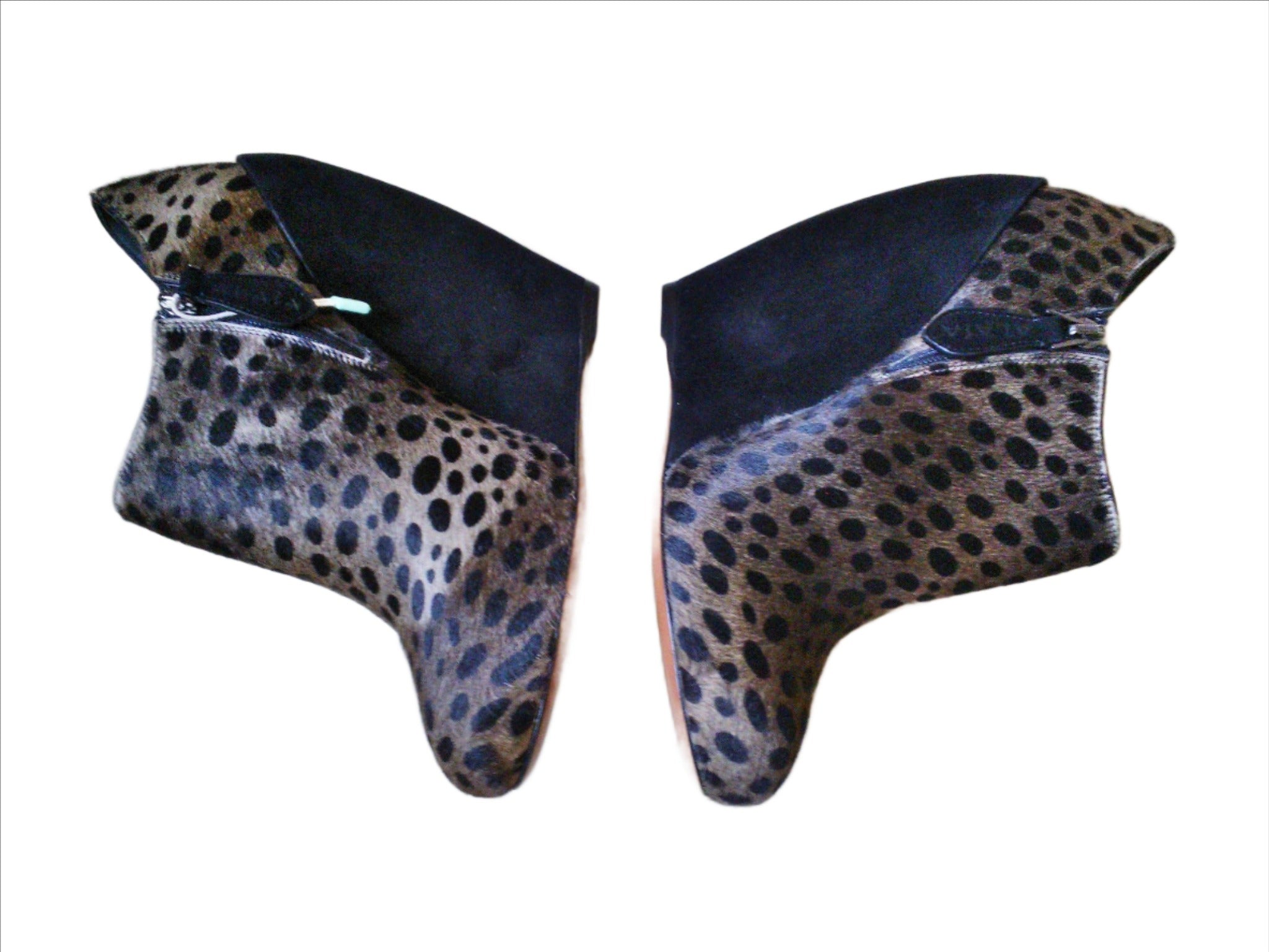 Alaia Women's Pony Hair Leopard Print Wedge Ankle Boots - Stylish Heels for Party, Night Out & Fashion Events