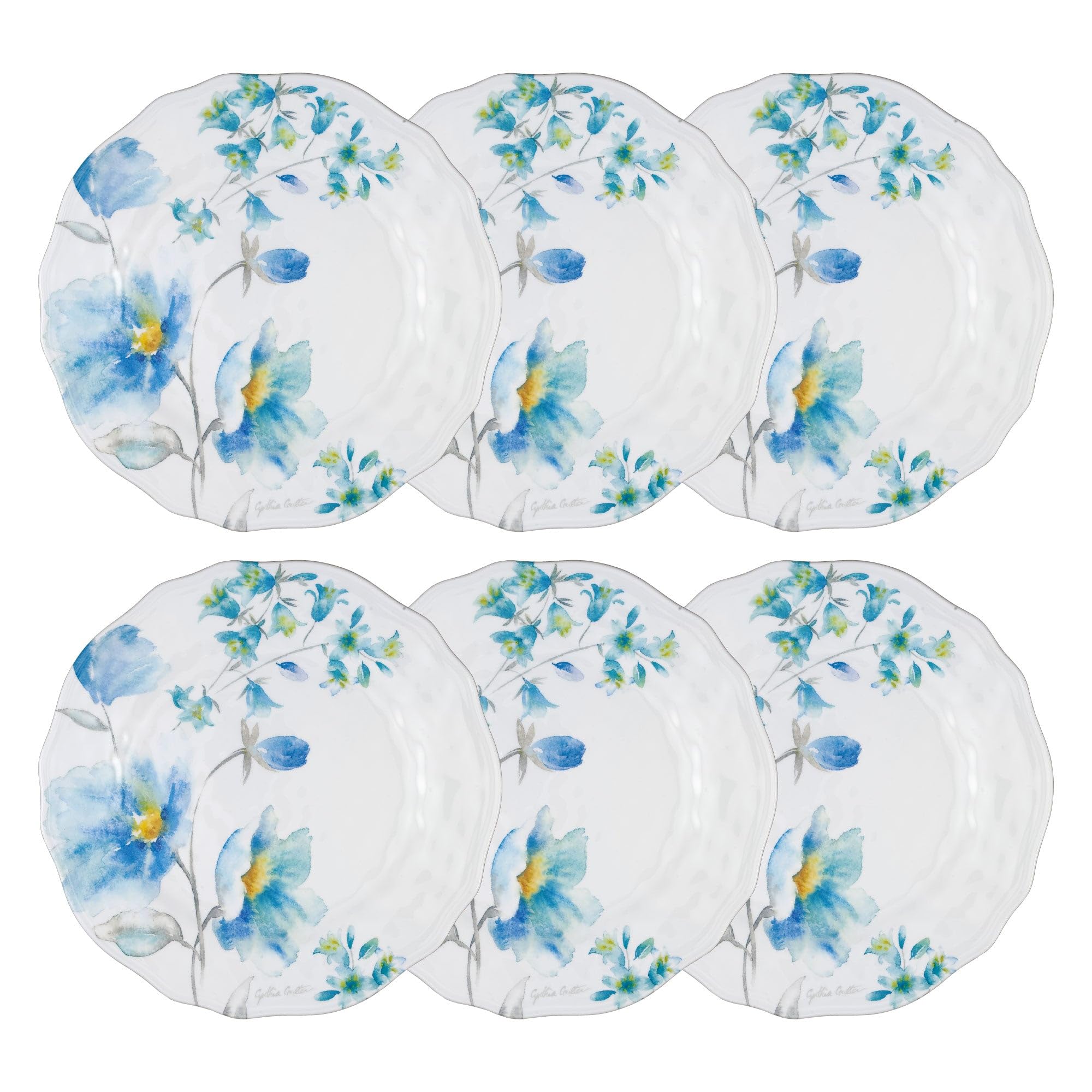 UPware 6-Piece Melamine Salad Plate Set - BPA-Free, Dishwasher Safe 8.75