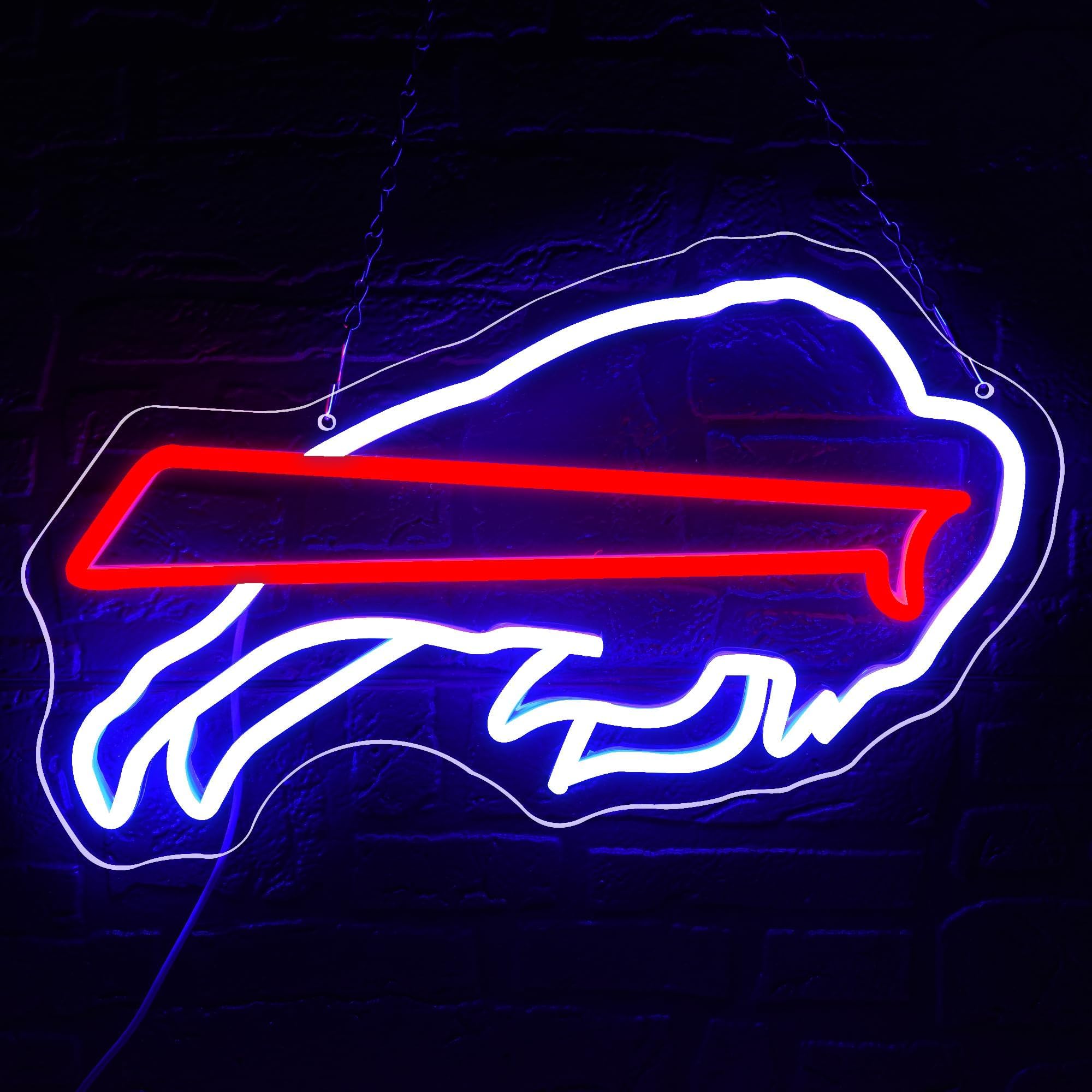 Buffalo Bills Team Logo Neon Sign - 15.4x10.9 Inch LED Football Light for Man Cave, Sports Bar & Game Room Decor - Perfect Gift for NFL Fans, Boys & Men - Wall Art for Bedroom, Pub or Club Parties