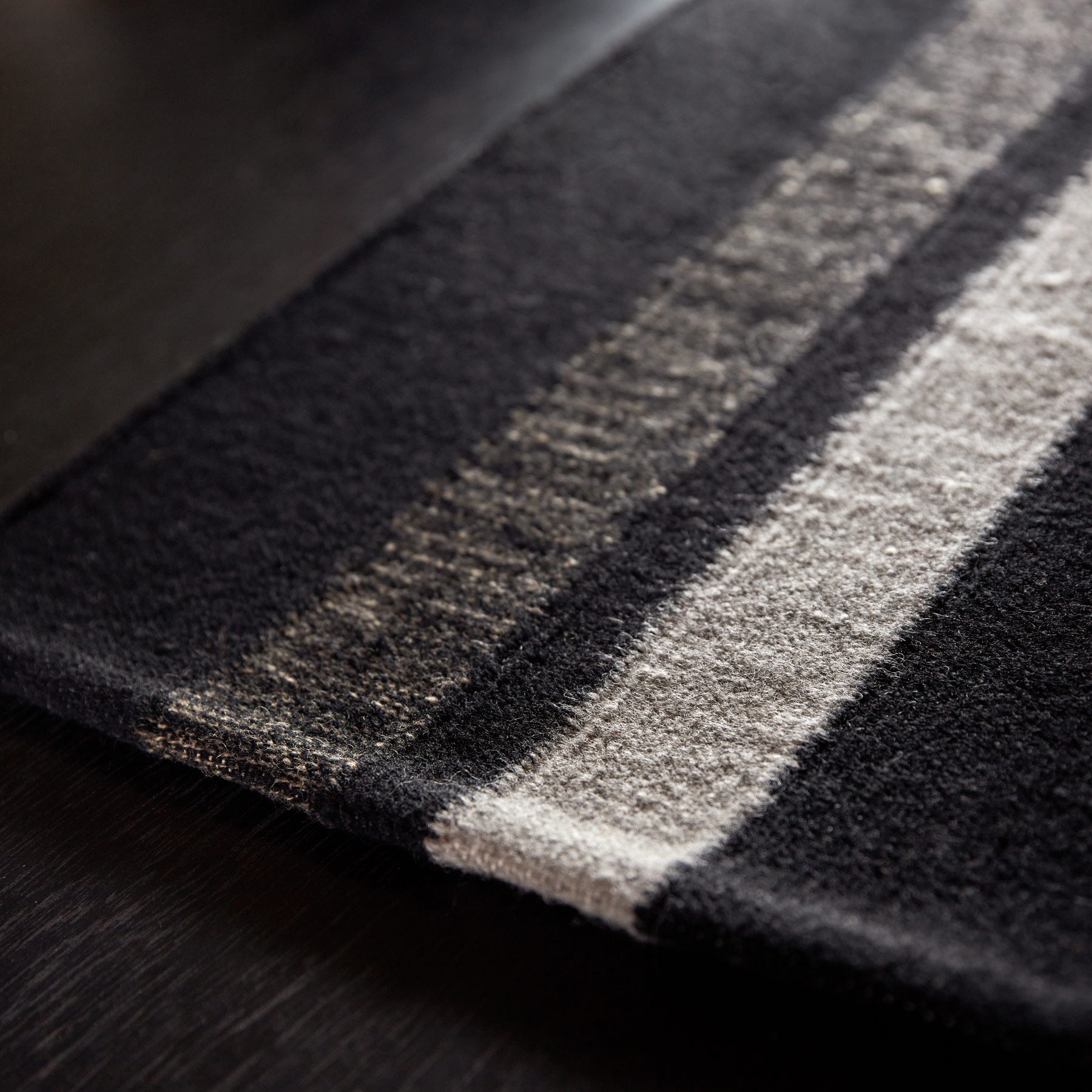 Premium Wool Double Stripe Placemat Set - Black, Black Marle & Pearl Grey - Elegant Dining Table Decor for Formal Dinners & Holiday Entertaining
