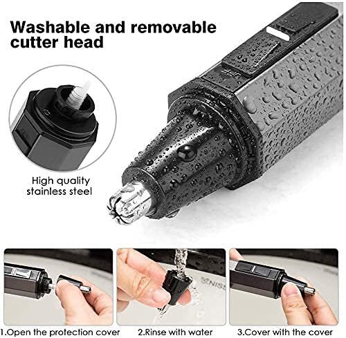 Professional Painless Ear & Nose Hair Trimmer for Men and Women - Dual Blade Eyebrow & Facial Hair Remover - All-in-One Grooming Kit for Personal Care at Home, Travel, and Gym