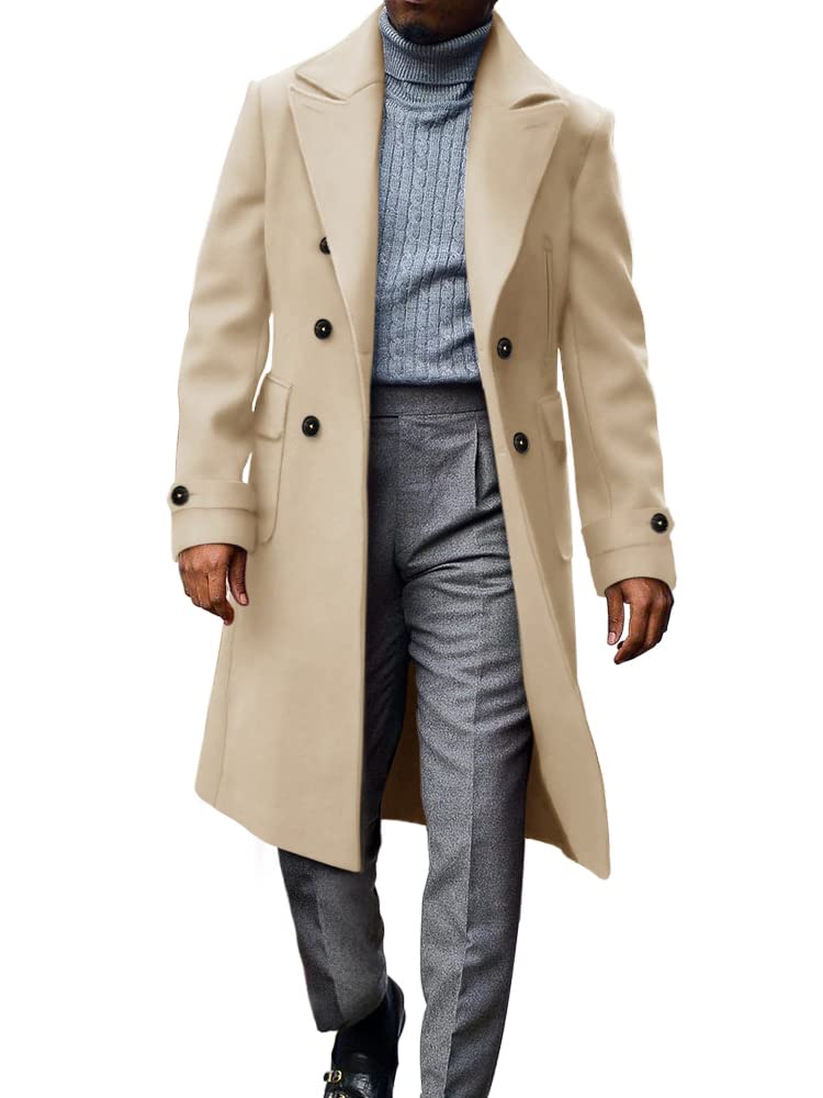 MNCEGEER Men's Trench Coat - Notch Lapel Double Breasted Casual Peacoat Jacket | Cotton Blend Water-Resistant Overcoat for Fall & Winter | Perfect for Office, Dating & Outdoor Activities