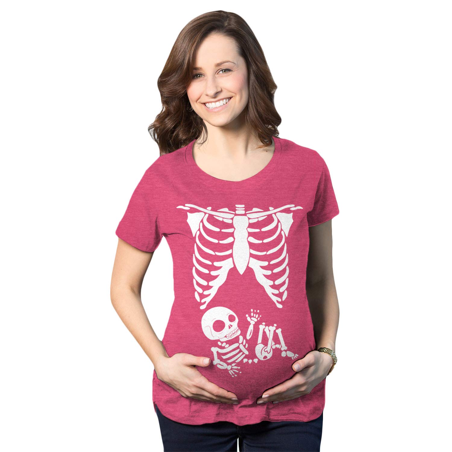 Funny Pregnancy Announcement T-Shirt - Cute Maternity Skeleton Baby Tee for Halloween & Gender Reveal Parties - Comfortable Cotton Shirt for Expecting Moms