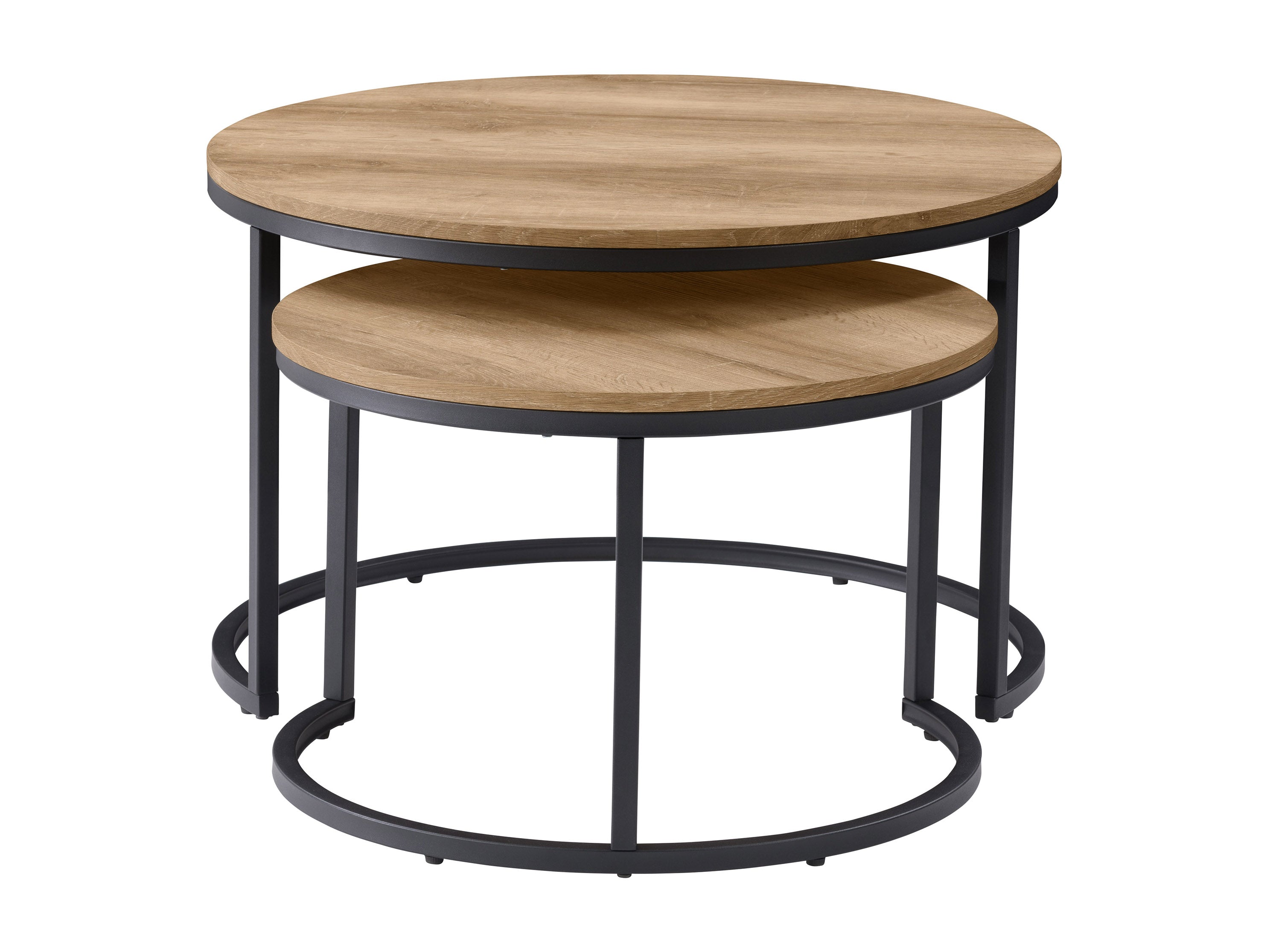 Modern Light Wood Round Nesting Coffee Tables Set of 2 - Scandinavian Style Stackable Side Tables for Living Room, Bedroom & Small Spaces - Perfect for Coffee, Books & Decor