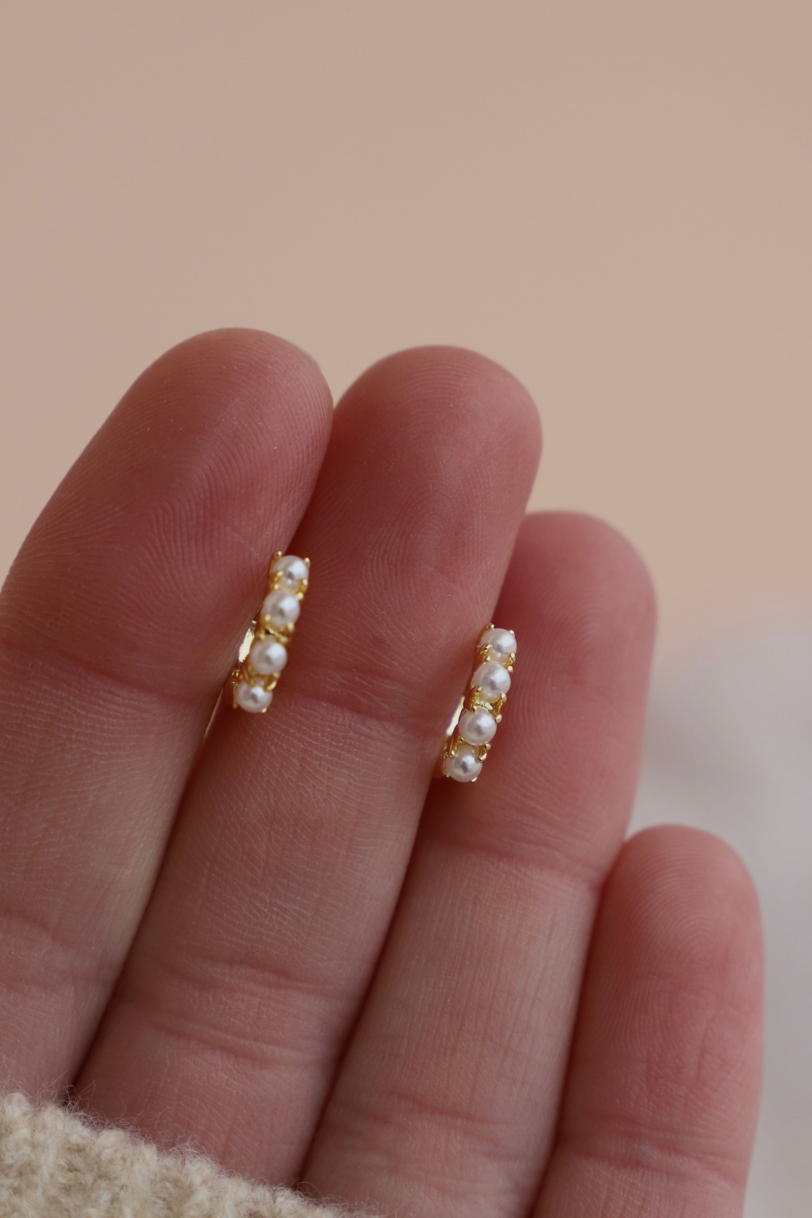 Mini Pearl Hoop Earrings - Dainty & Elegant Pearl Studs for Women - Perfect for Everyday Wear, Office, and Special Occasions