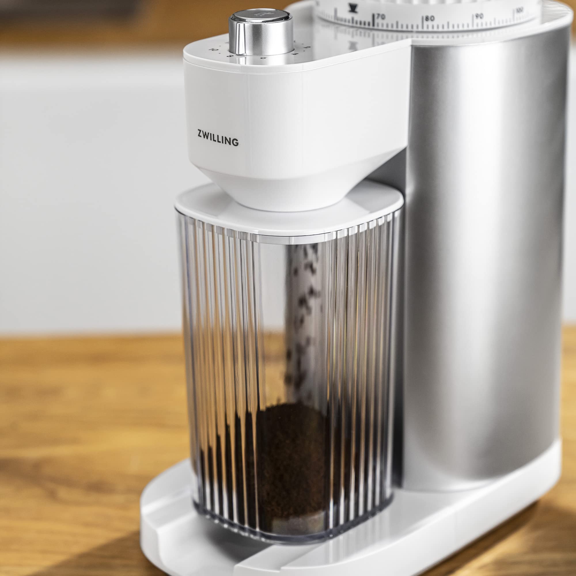 ZWILLING Enfinigy Electric Burr Coffee Grinder - 140 Grind Settings for Espresso to Drip Coffee - Silver - Perfect for Home Baristas & Coffee Lovers