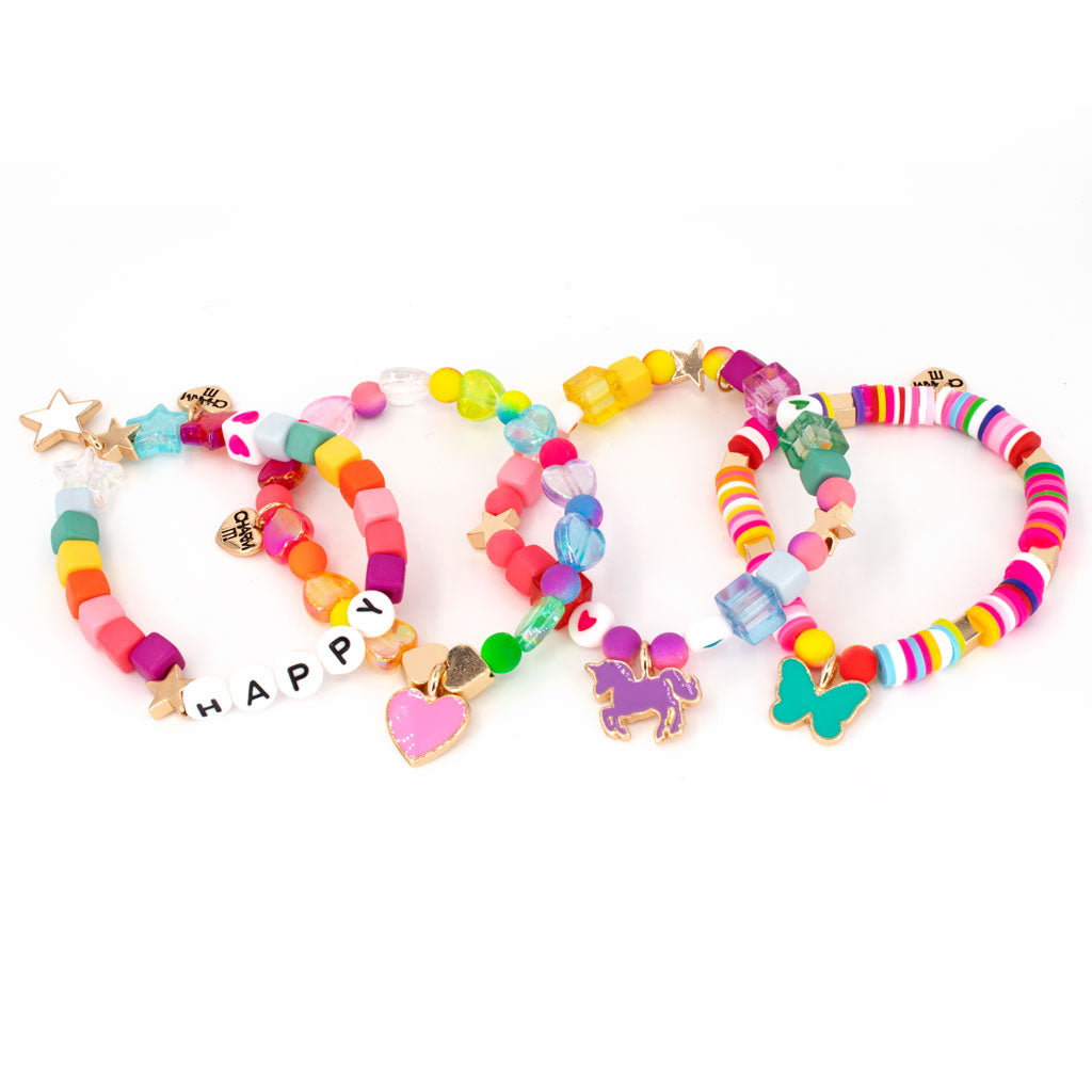 CHARM IT! DIY Rainbow Bead Jewelry Making Kit for Kids & Teens - Create Bracelets, Necklaces & Keychains - Perfect for Birthday Gifts, Party Favors & Arts & Crafts Projects