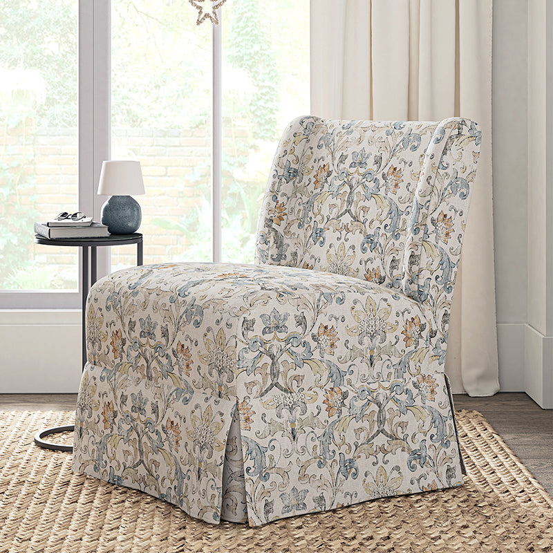 Ellmar Slipper Chair with Washable Slipcover & Solid Wood Legs - Comfortable Accent Chair for Living Room, Bedroom or Office - Perfect Reading Chair & Lounge Seat for Small Spaces