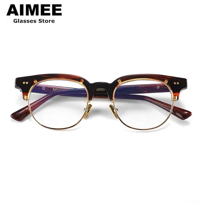 Aimee Unisex Full Rim Round Acetate Eyeglasses 14749 - Stylish & Durable Acetate Frame Glasses for Men & Women - Perfect for Reading, Work, and Everyday Fashion