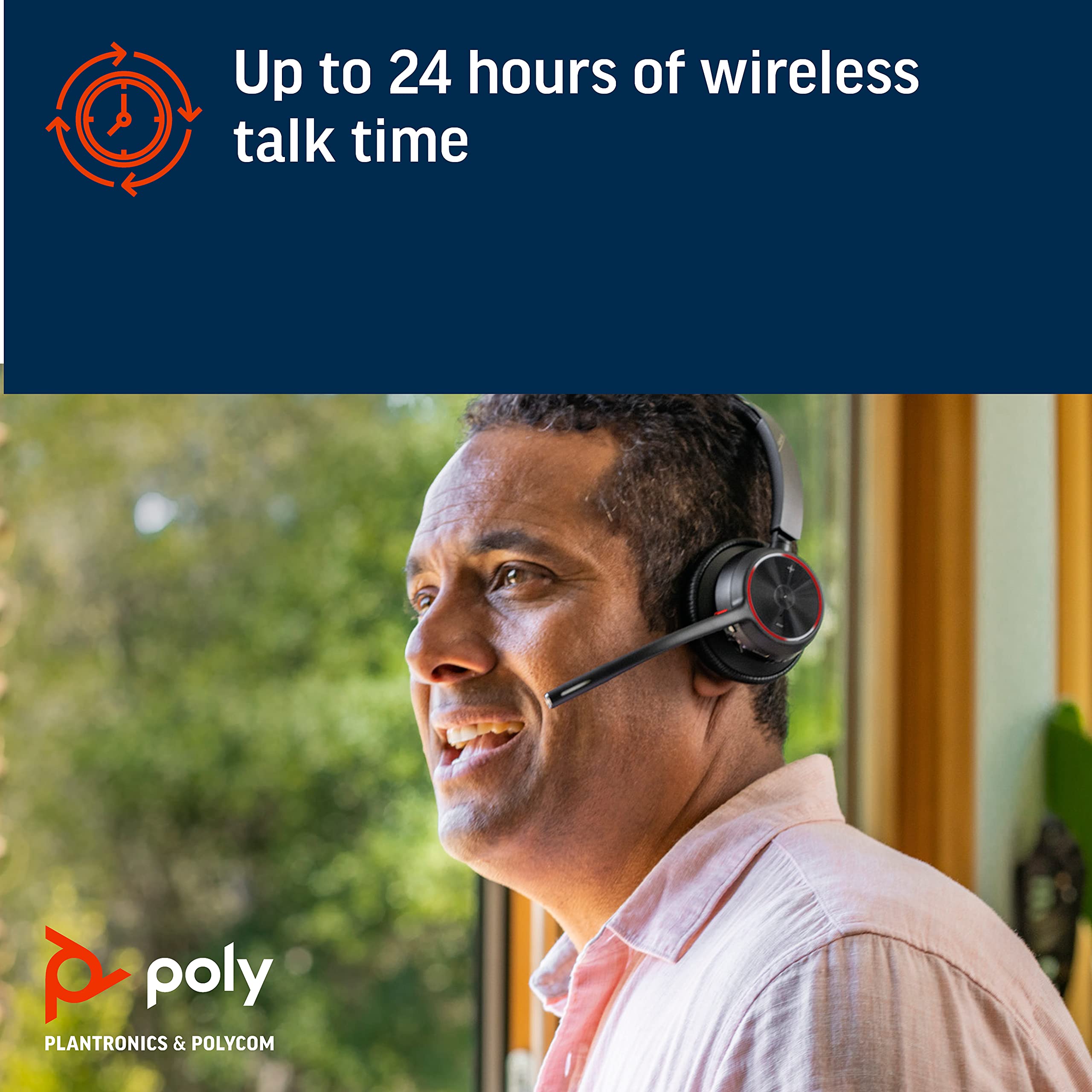 Poly Voyager 4310 UC Wireless Headset with Charge Stand - Single Ear Bluetooth Headset for PC, Mac & Mobile - Compatible with Teams, Zoom, Microsoft Lync - USB-C Adapter Included - Perfect for Remote Work & Video Conferencing (Black)
