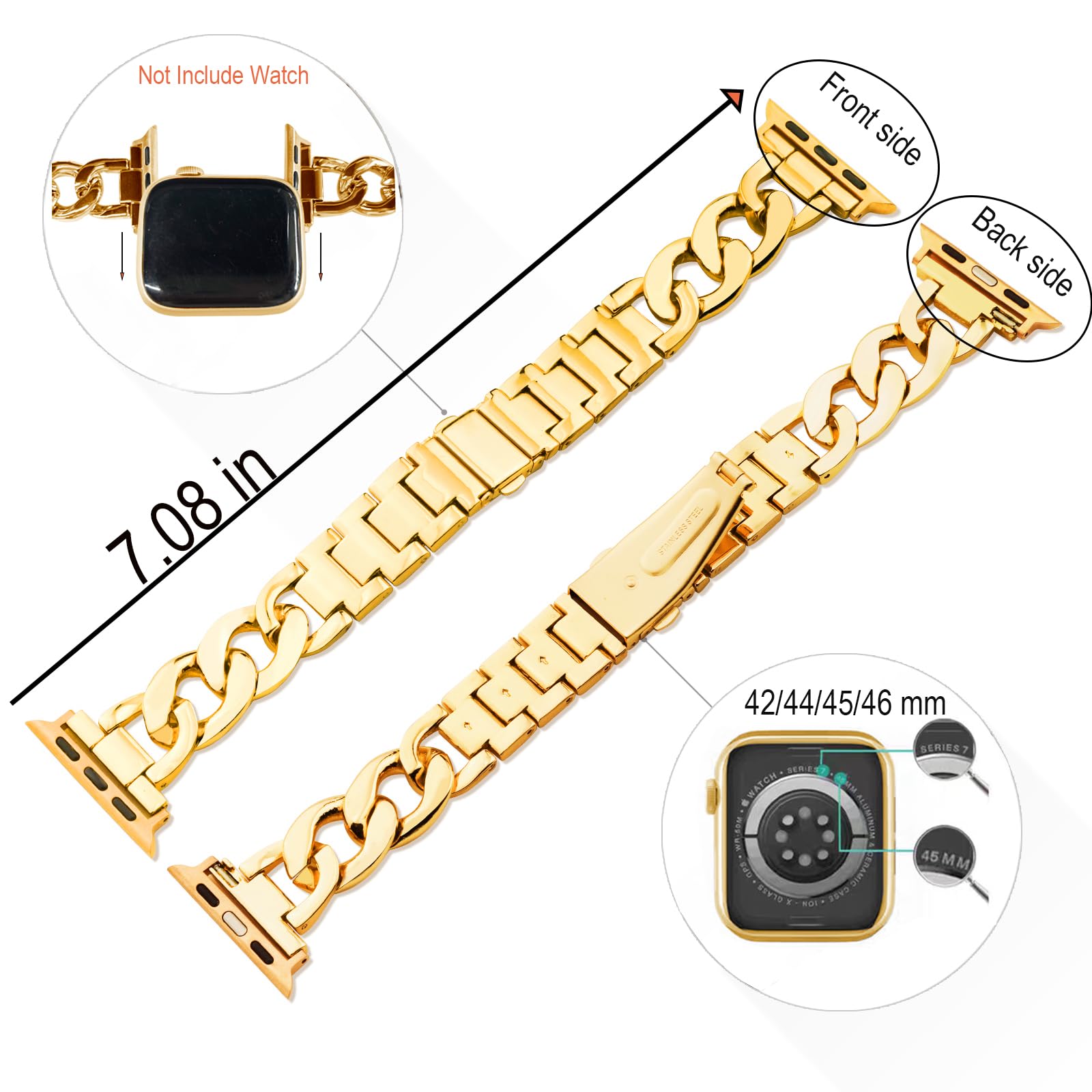 Kolgios 38mm 40mm 41mm 42mm 44mm 45mm 46mm Women's Fashion Smartwatch Band - Compatible with Apple Watch Series 10/9/8/7/6/SE/5/4 & iWatch - Stylish Replacement Bracelet Strap for Women - Perfect Gift for Her - Ideal for Workouts, Office Wear & Everyday Fashion Accessory