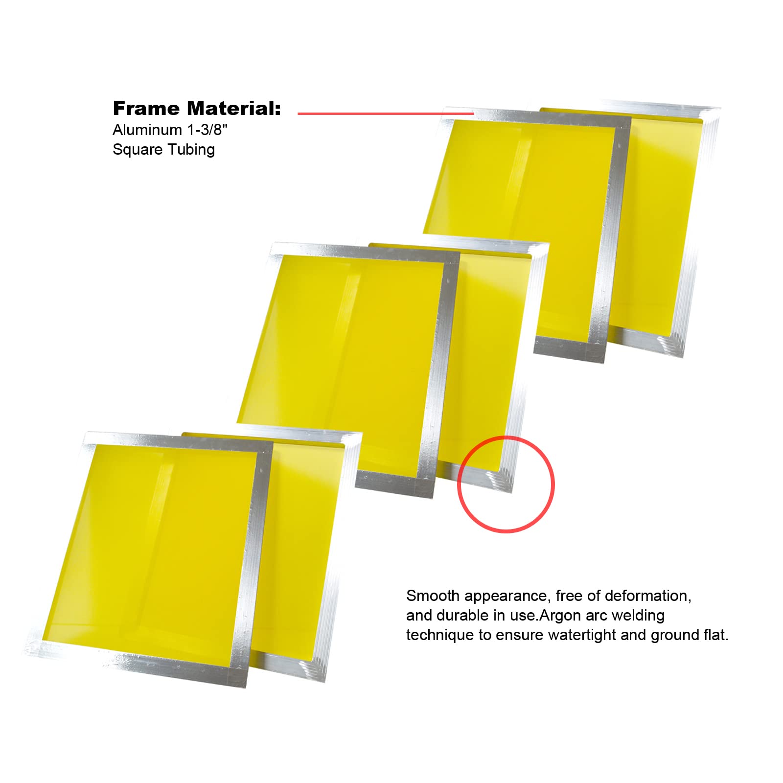TIANIUSEEN 6-Pack 12x16 Inch Aluminum Screen Printing Frames - 305 Mesh 120T Yellow Pre-Stretched Silk Screens for DIY T-Shirt, Poster & Fabric Printing | Professional Art & Craft Supplies