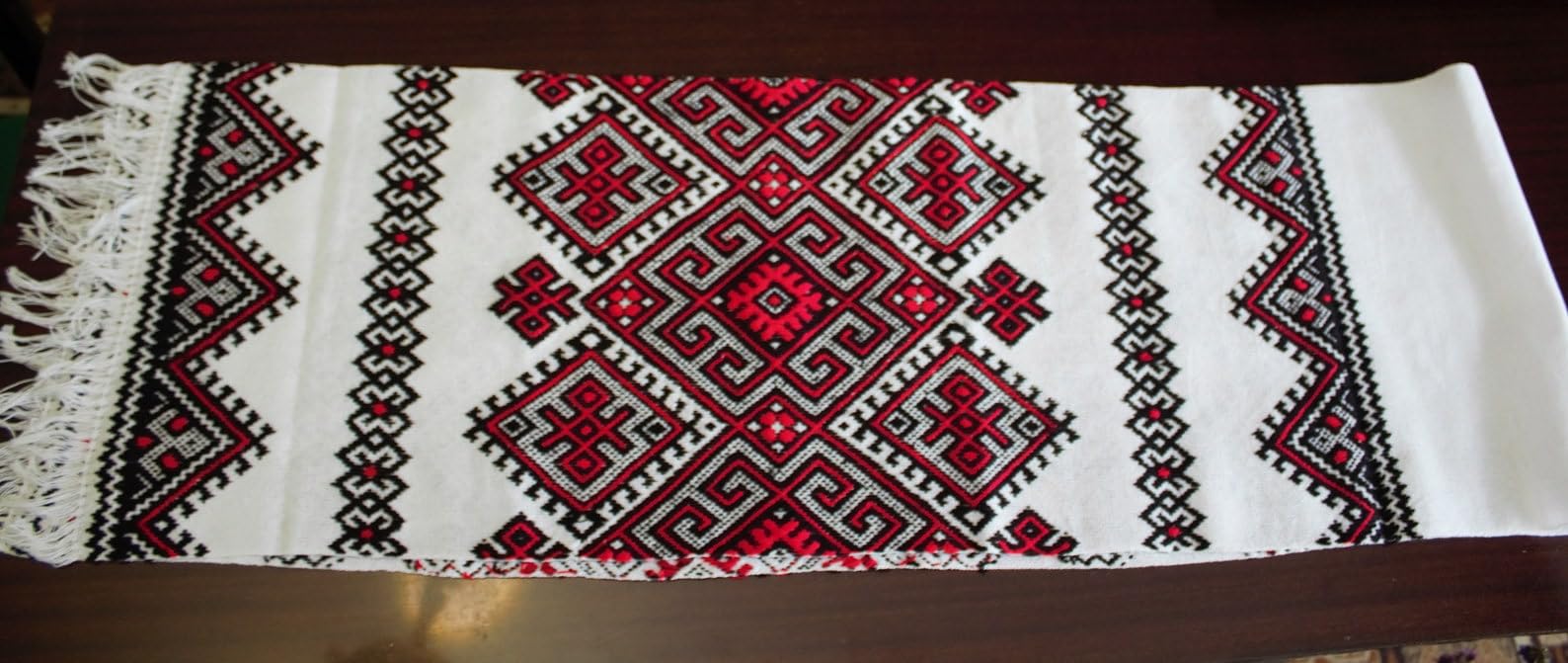 Traditional Ukrainian Embroidered Rushnyk Towel - Handmade Folk Art Gift for Home Decor, Weddings & Ceremonies (Black/Red) | Perfect for Wall Hanging, Table Runner & Cultural Celebrations