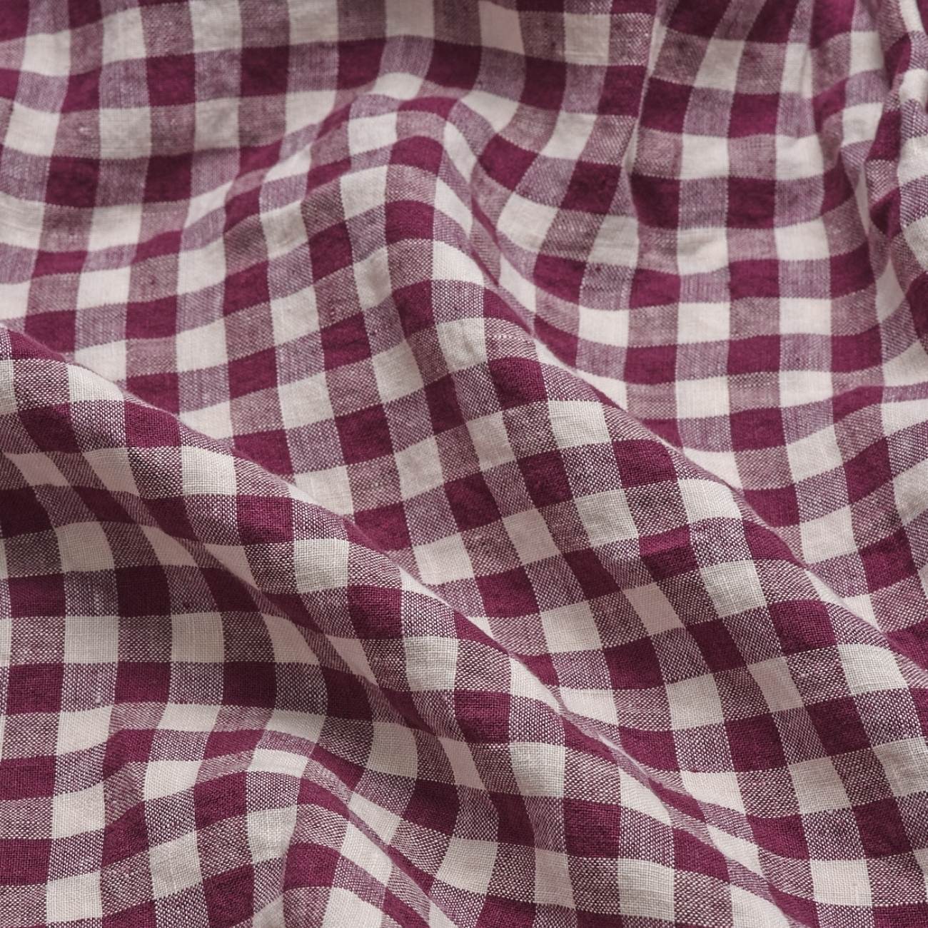 Premium 100% Linen Flat Sheet - Soft & Breathable Berry Gingham Pattern - Perfect for Bedroom, Guest Room & Summer Nights