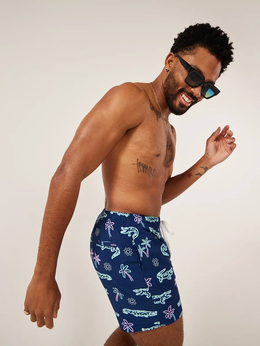 Chubbies 5.5 Inch The Neon Glades Swim Trunks for Men - Quick-Dry Navy Swim Shorts with Pockets | Perfect for Beach, Pool, and Summer Vacations