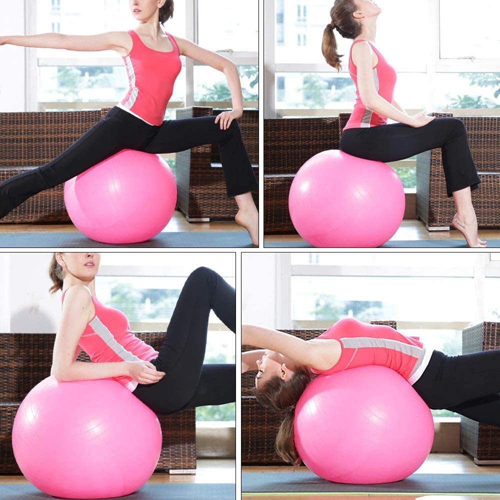 Premium Anti-Burst Yoga Ball - Extra Thick Stability & Balance Ball for Pilates, Barre, Physical Therapy & Home Fitness (45CM/55CM/65CM/75CM) - Includes Free Air Pump - Perfect for Gym, Office & Pregnancy Exercises