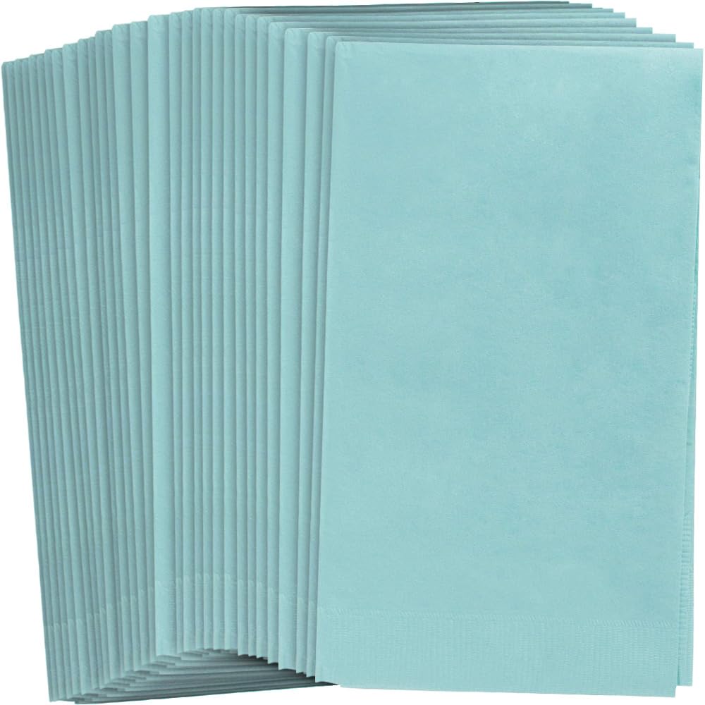 Premium Robin's Egg Blue 2-Ply Guest Hand Towels - 8