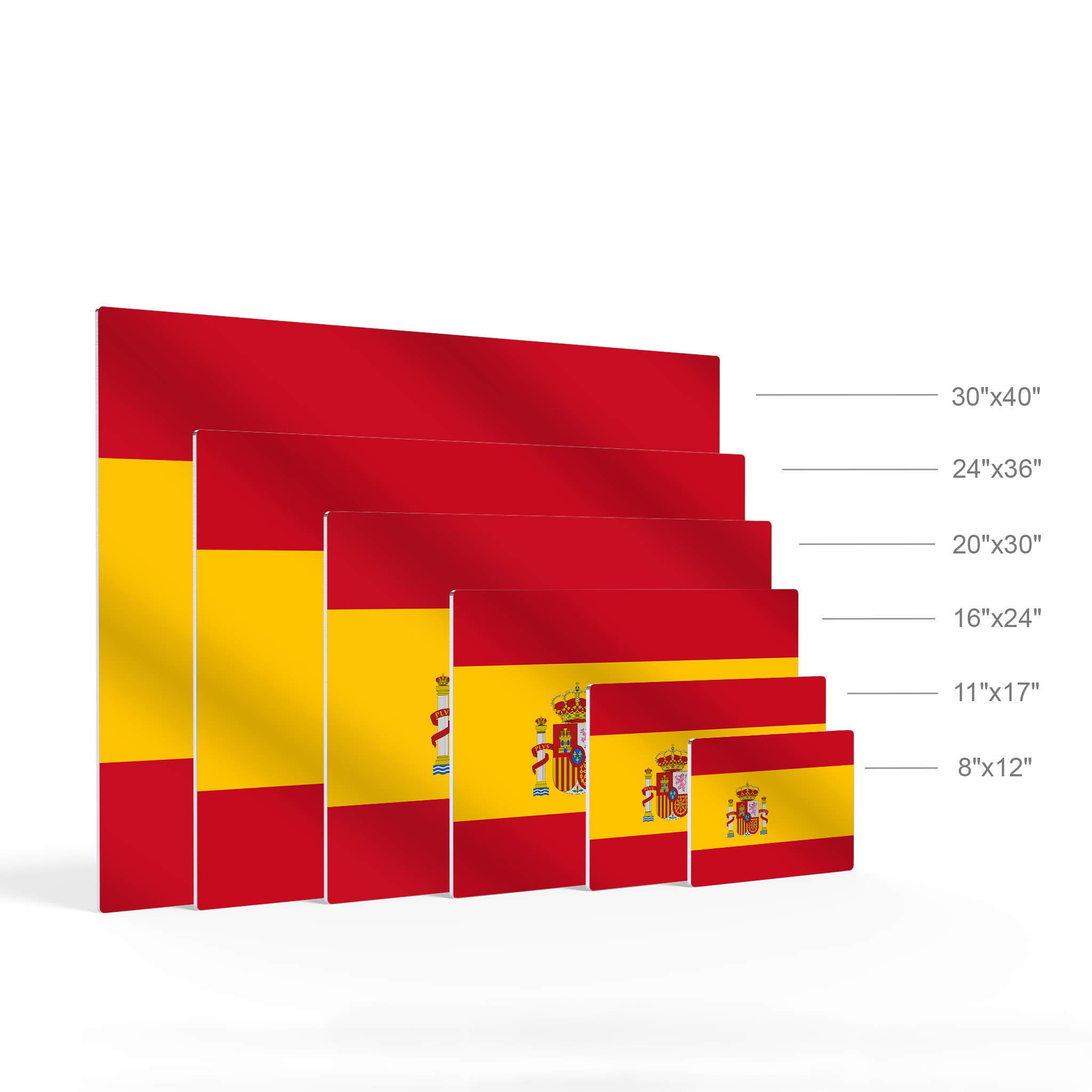 Spain Flag Metal Wall Art Print - 20x30 Inch Modern Home Decor for Office, Living Room, Dorm, Bedroom & Man Cave - Ready to Hang Made in USA - Perfect for Sports Bars, Game Rooms & Spanish-Themed Parties