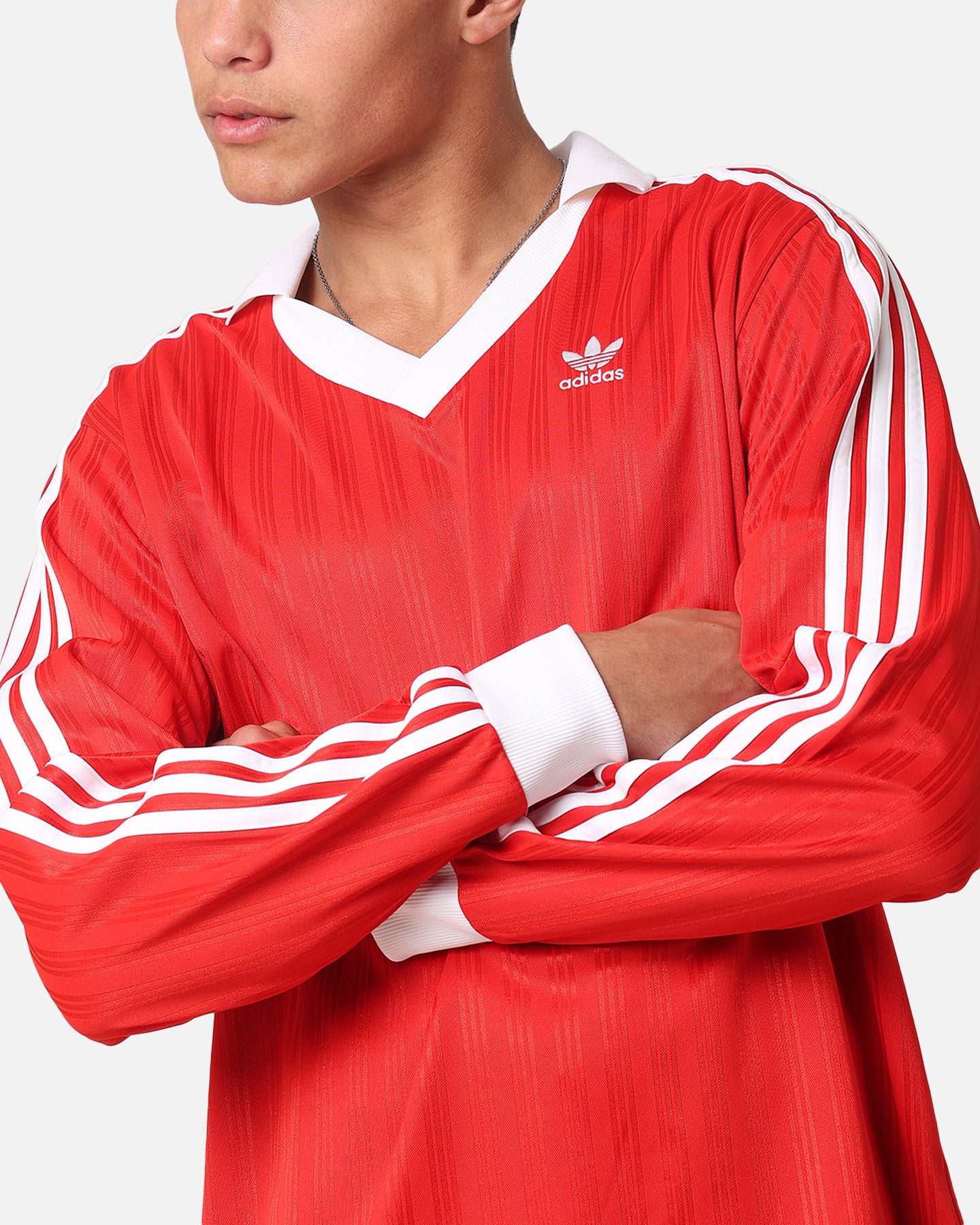 Adidas Pique Long Sleeve Football Polo Shirt - Men's Sports Jersey, Better Scarlet Red, Moisture Wicking & Breathable Fabric - Perfect for Soccer Training, Matches & Casual Wear
