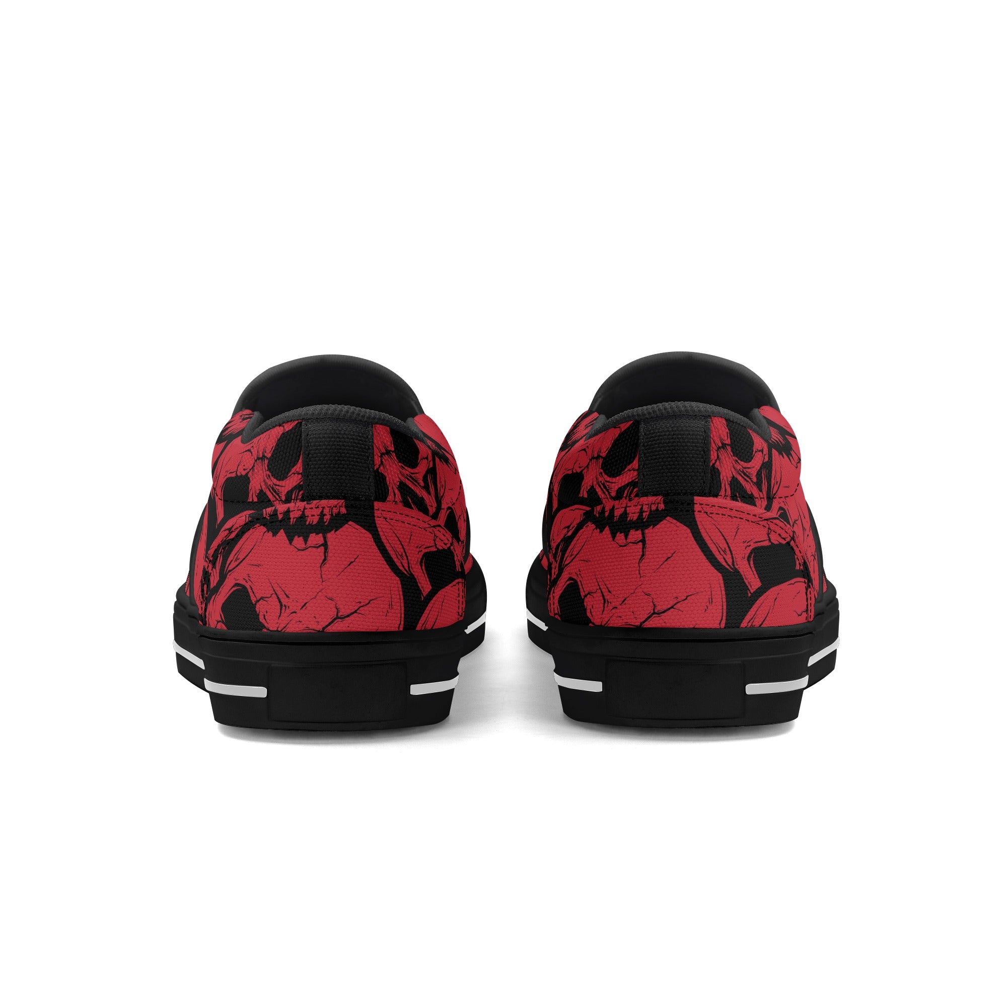 Gothic Red Skull Print Slip-On Shoes for Men & Women | Comfortable Casual Sneakers for Halloween, Cosplay, and Alternative Fashion