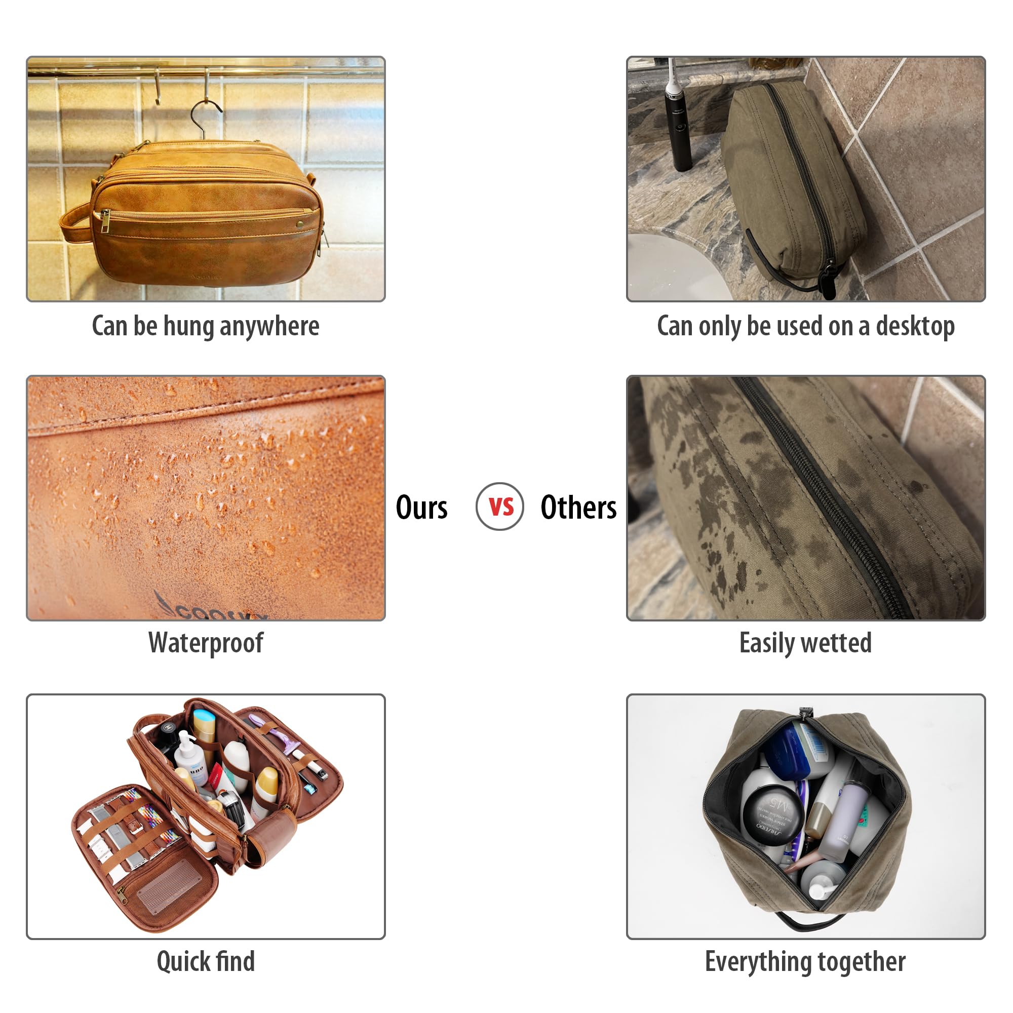 **Premium Travel Toiletry Bag for Men & Women – Large Hanging Organizer, Water-Resistant PU Leather Shaving & Makeup Case – Cruise Ship Essentials, Dopp Kit (Brown) – Perfect for Vacations, Business Trips & Gym Use**