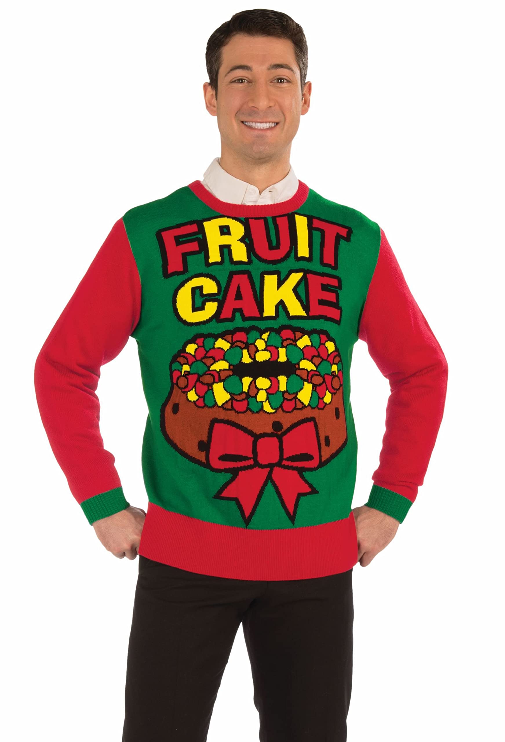 Festive Forum Novelties Adult Fruit Cake Ugly Christmas Sweater - Funny Holiday Party Outfit for Xmas Gatherings & Office Events